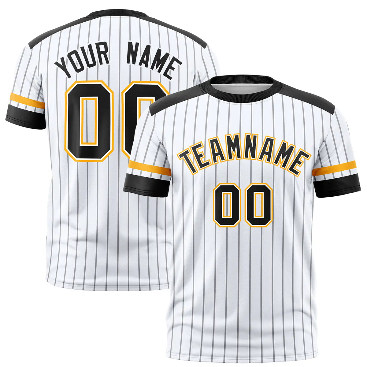 Custom White Gray-Black Pinstripe Pattern Design Performance T-Shirt