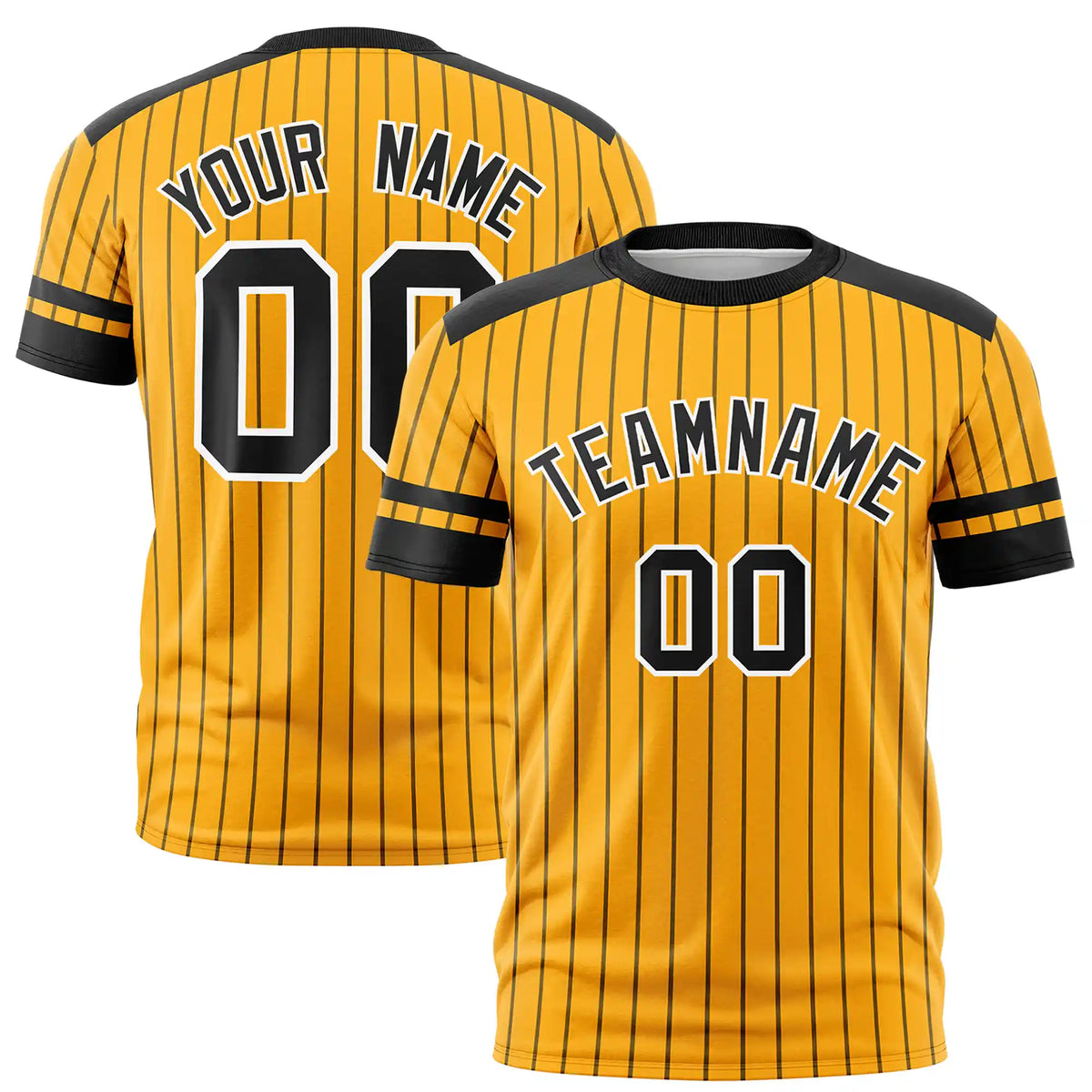 Custom Yellow Black-White Pinstripe Pattern Design Performance T-Shirt