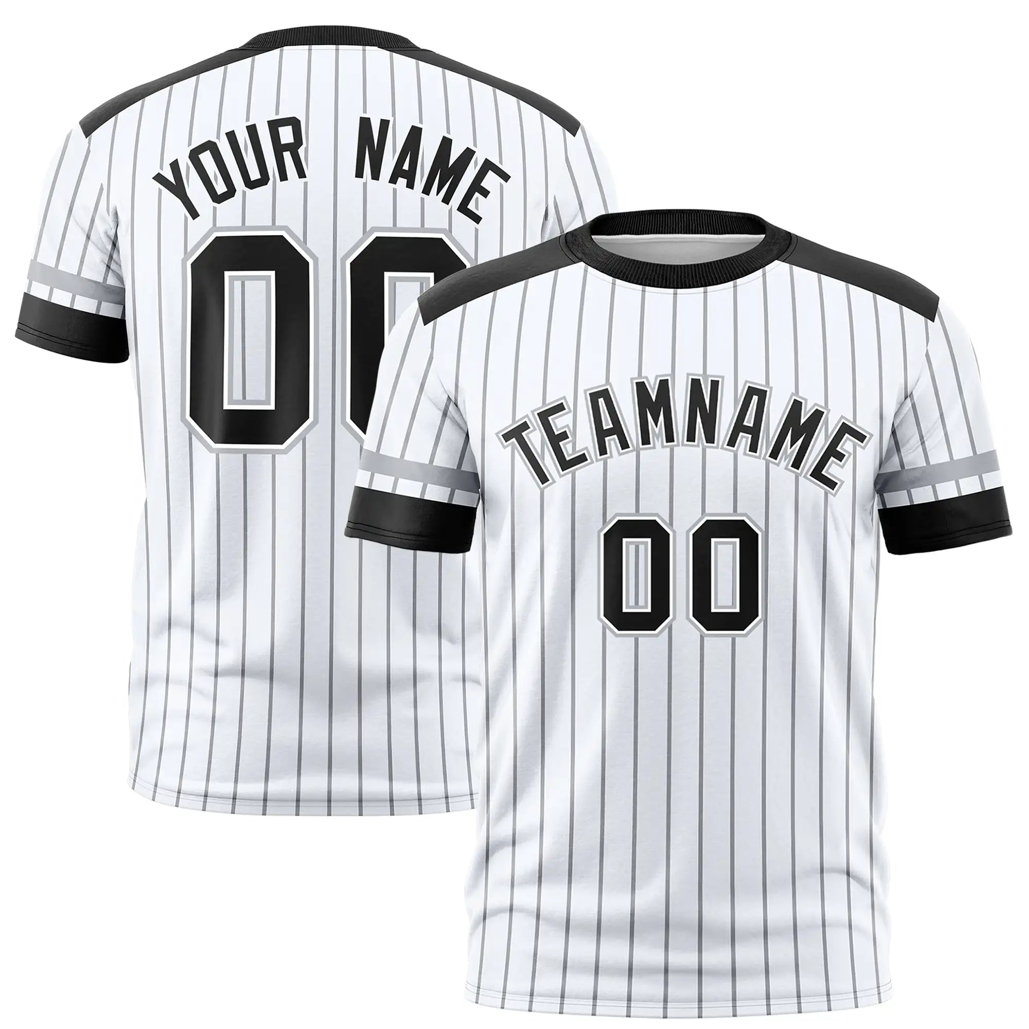 Custom White Black-Gray Pinstripe Pattern Design Performance T-Shirt