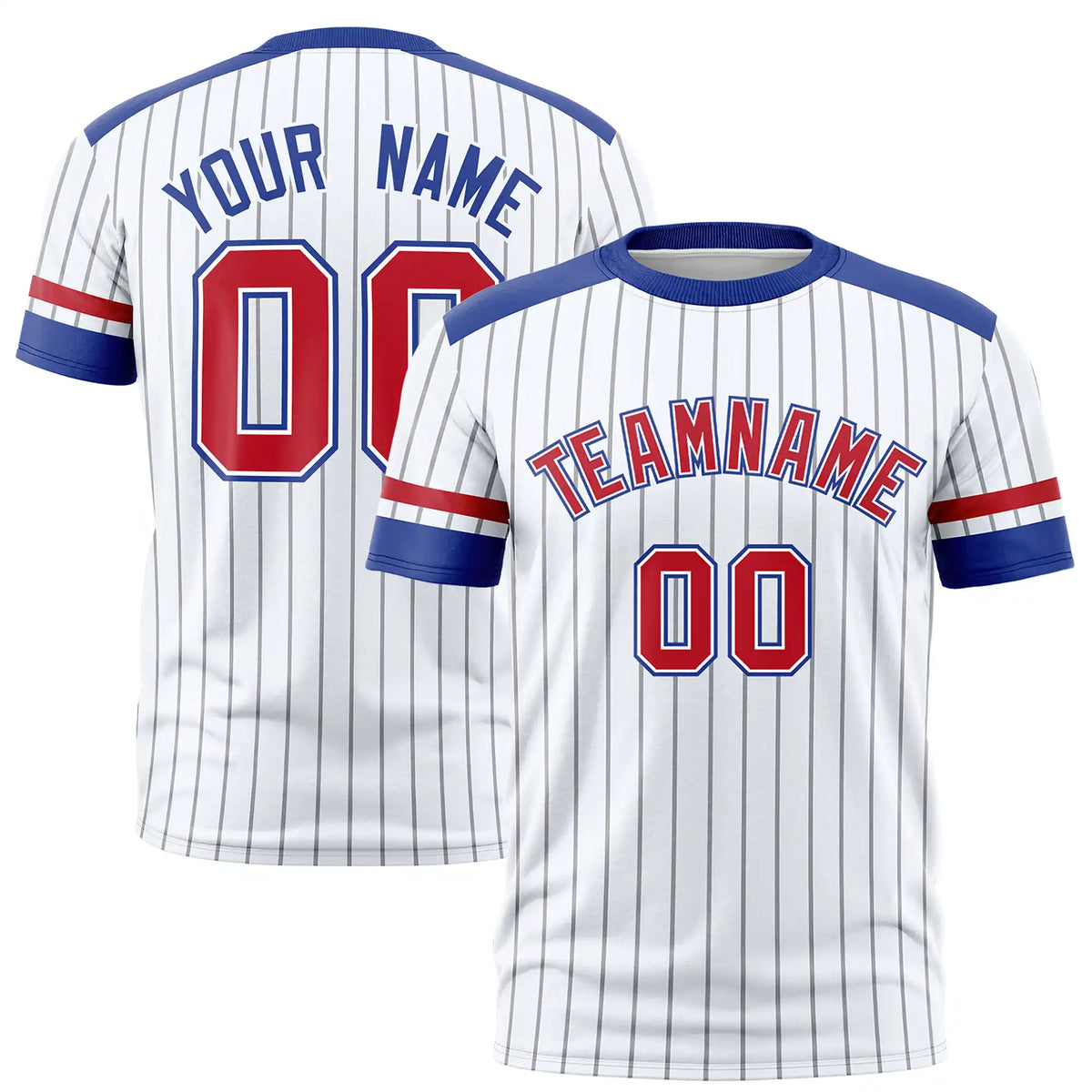 Custom White Black-Red Pinstripe Pattern Design Performance T-Shirt