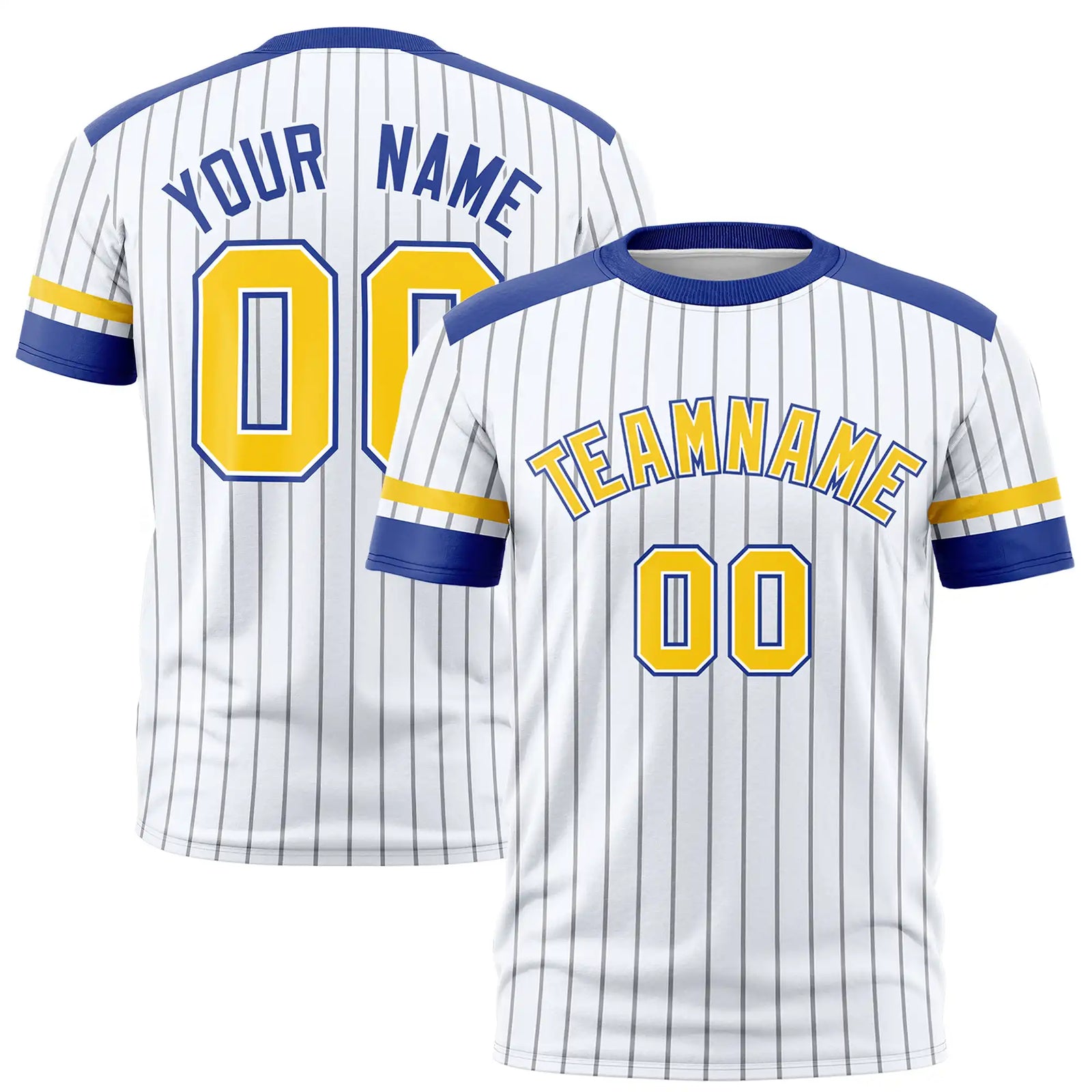 Custom White Black-Gold01 Pinstripe Pattern Design Performance T-Shirt