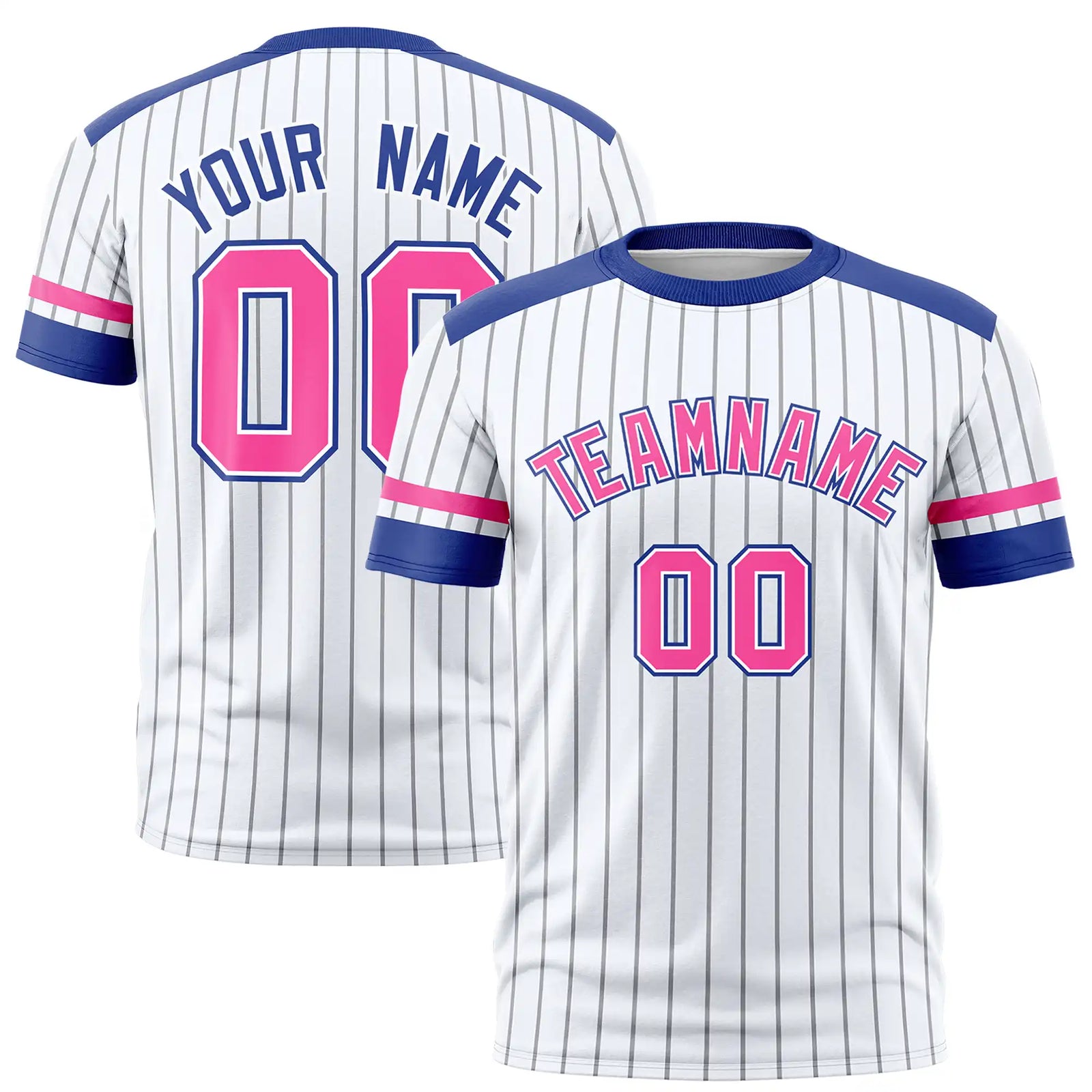 Custom White Black-Pink Pinstripe Pattern Design Performance T-Shirt