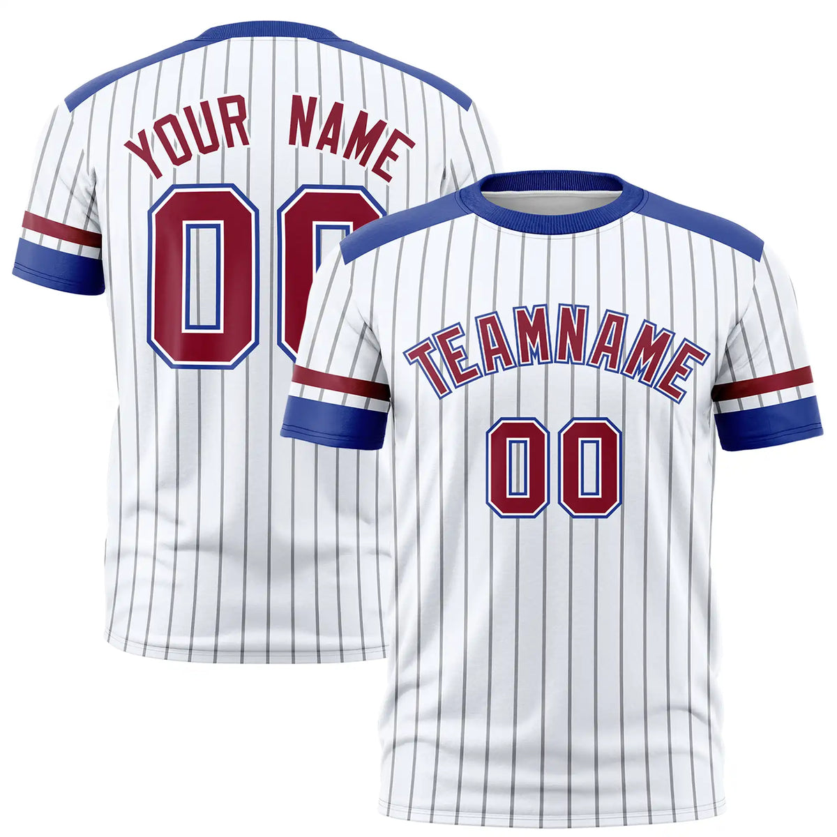 Custom White Black-Crimson Pinstripe Pattern Design Performance T-Shirt