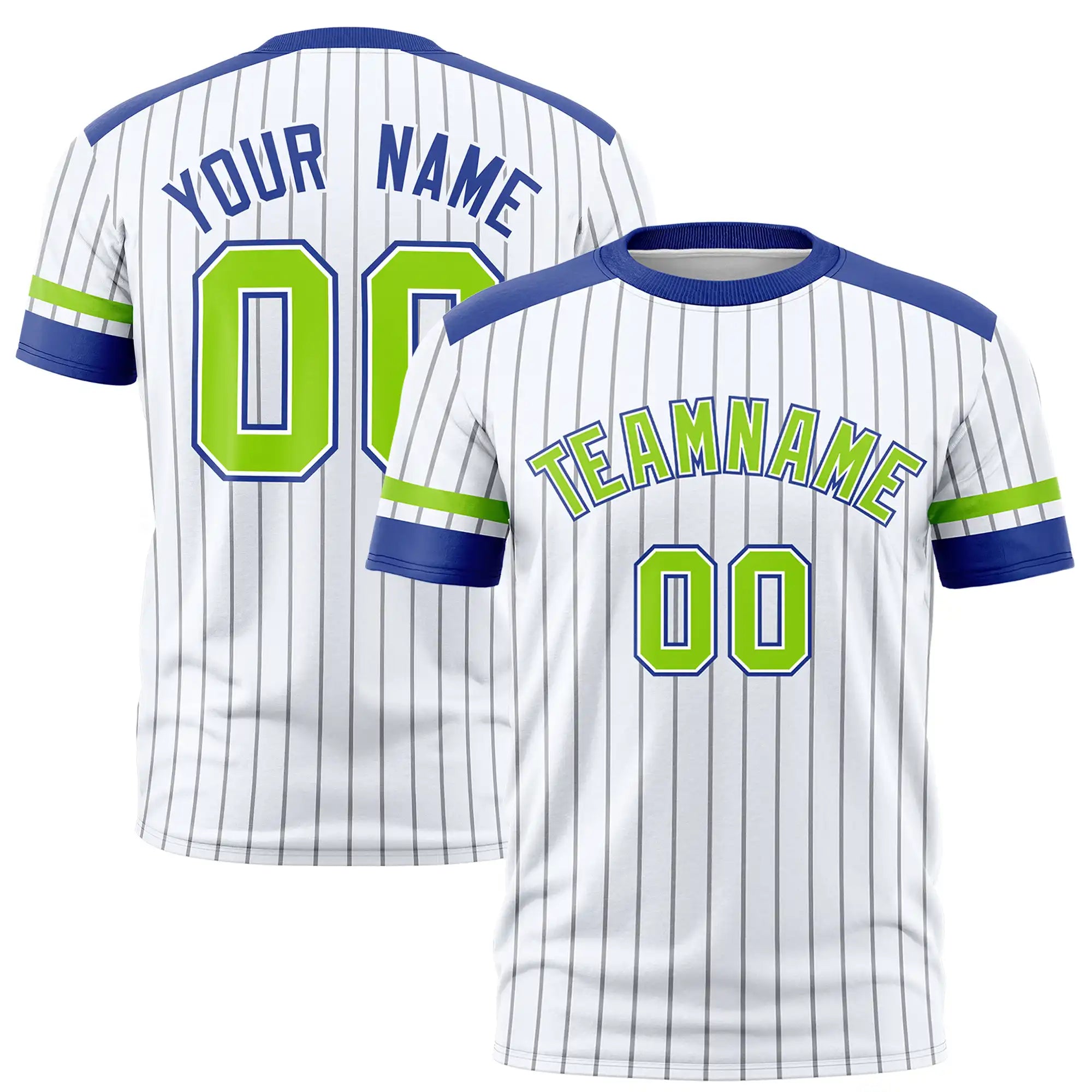 Custom White Black-Neon Green Pinstripe Pattern Design Performance T-Shirt