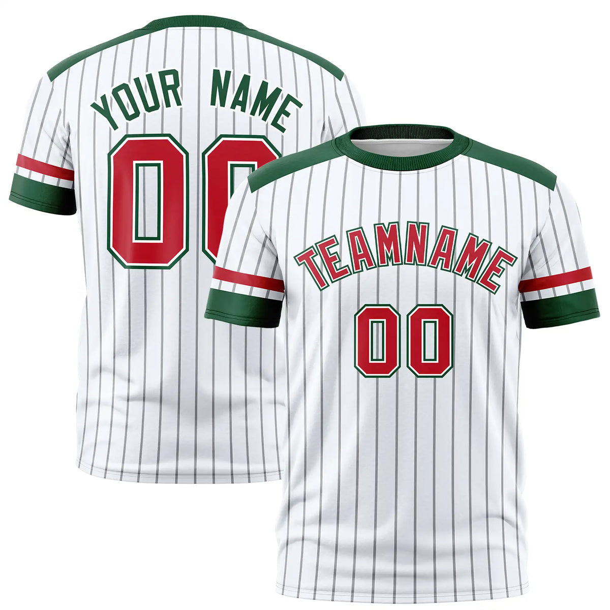 Custom White Black-Red Pinstripe Pattern Design Performance T-Shirt