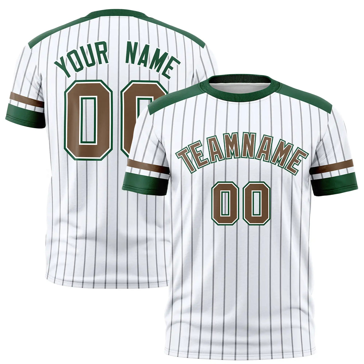 Custom White Black-Brown Pinstripe Pattern Design Performance T-Shirt