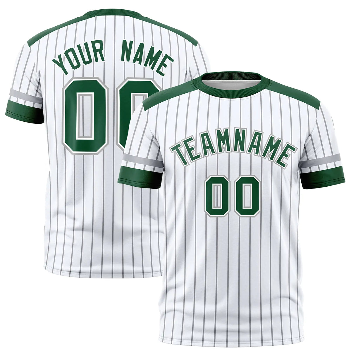 Custom White Black-Green Pinstripe Pattern Design Performance T-Shirt