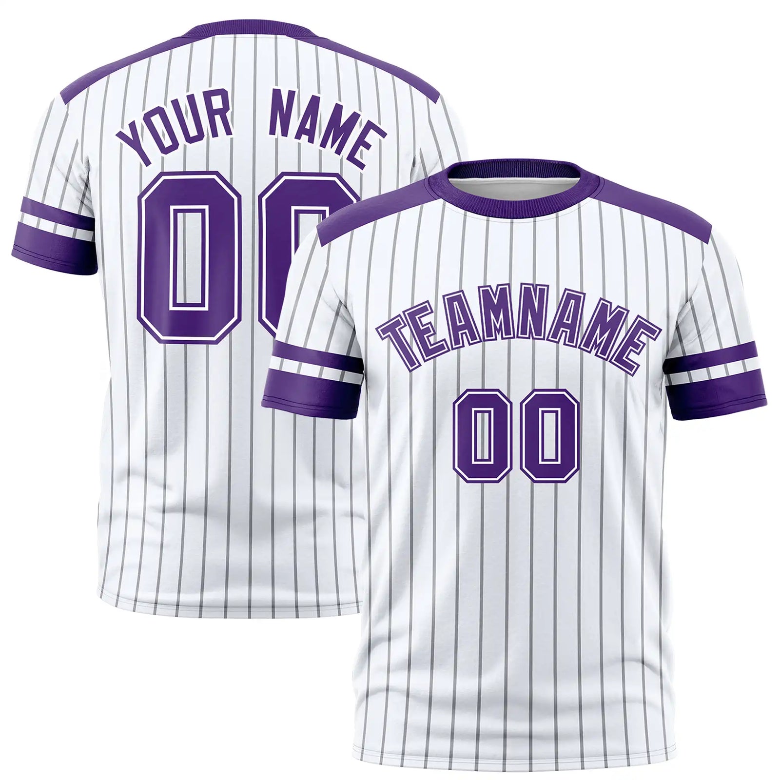 Custom White Black-Purple Pinstripe Pattern Design Performance T-Shirt