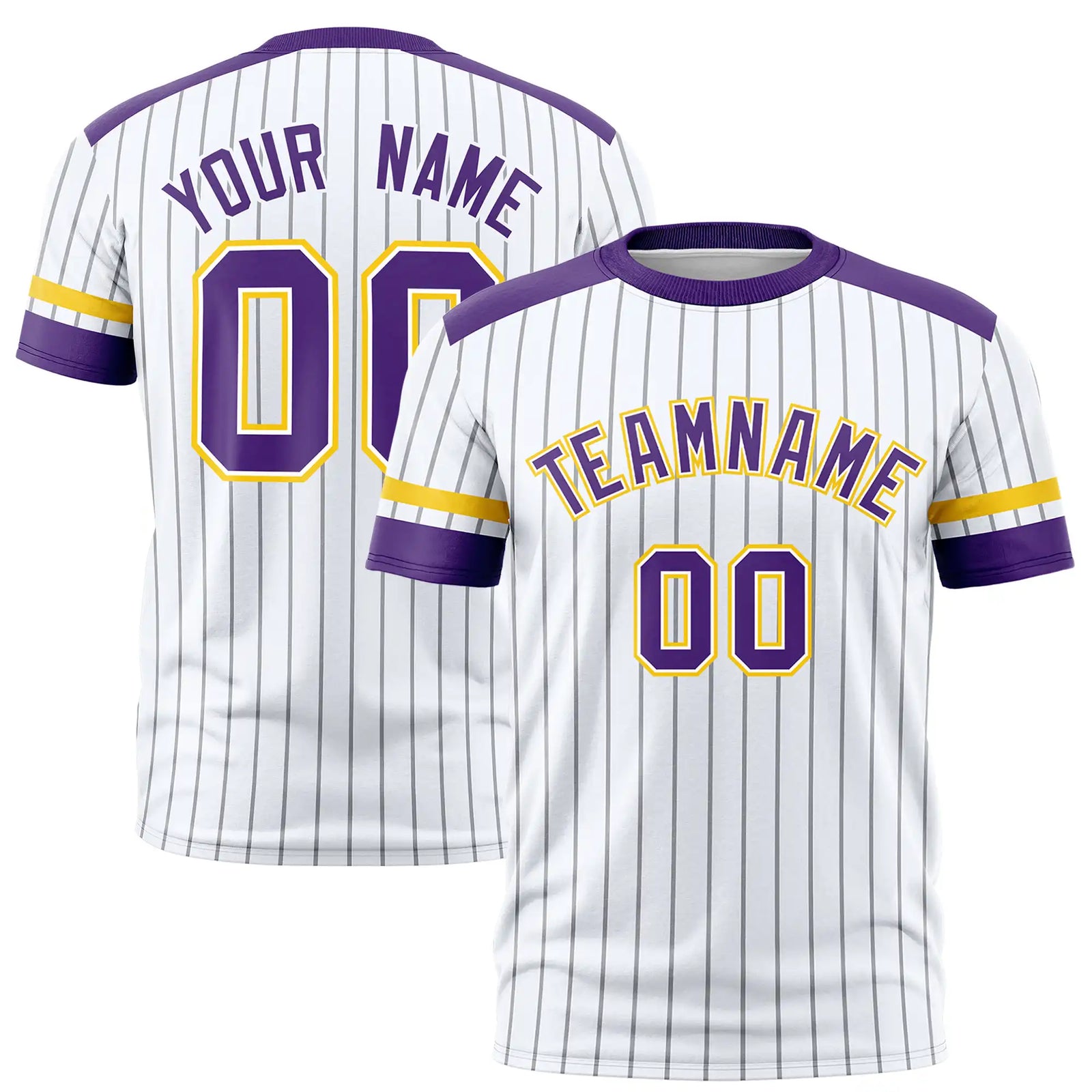 Custom White Black-Purple Pinstripe Pattern Design Performance T-Shirt