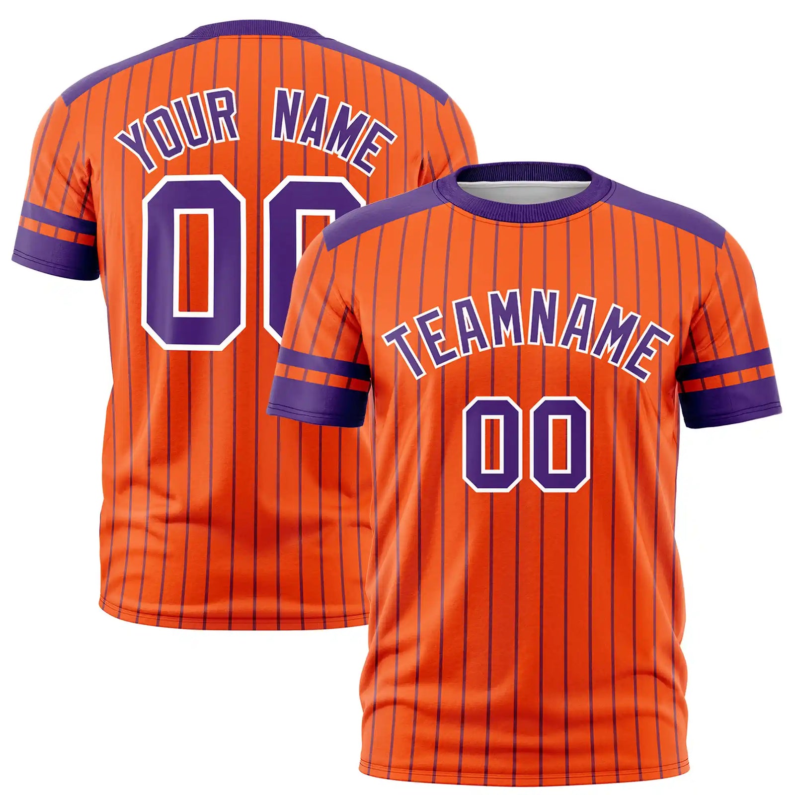 Custom Orange Purple-White Pinstripe Pattern Design Performance T-Shirt