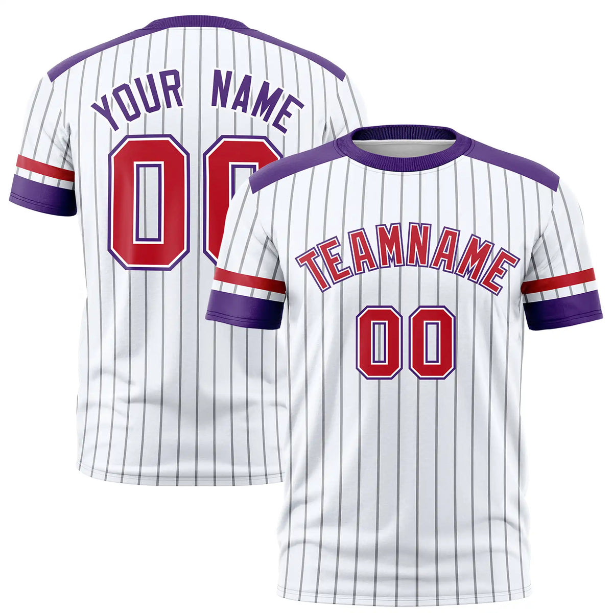 Custom White Black-Red Pinstripe Pattern Design Performance T-Shirt