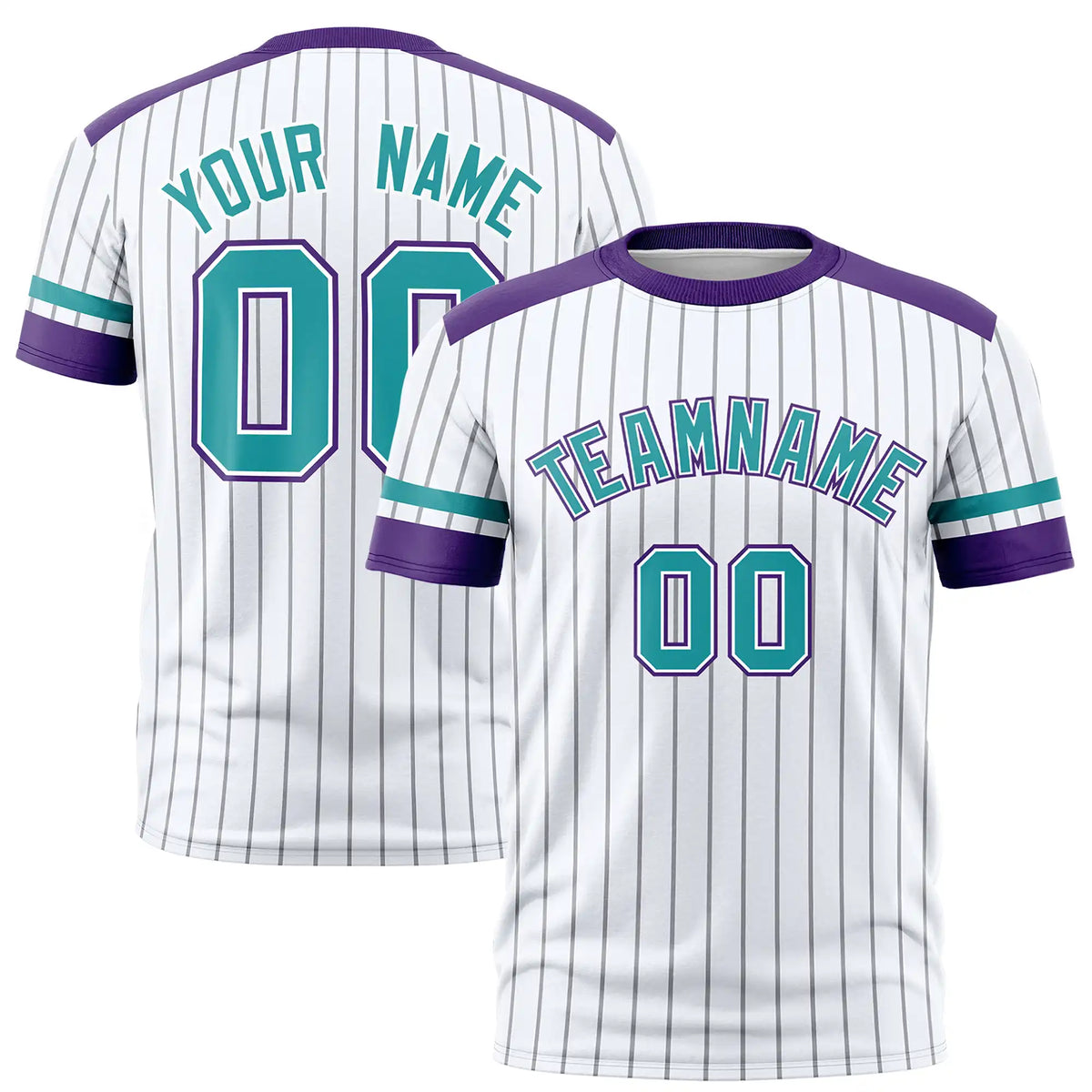 Custom White Black-Aqua Pinstripe Pattern Design Performance T-Shirt