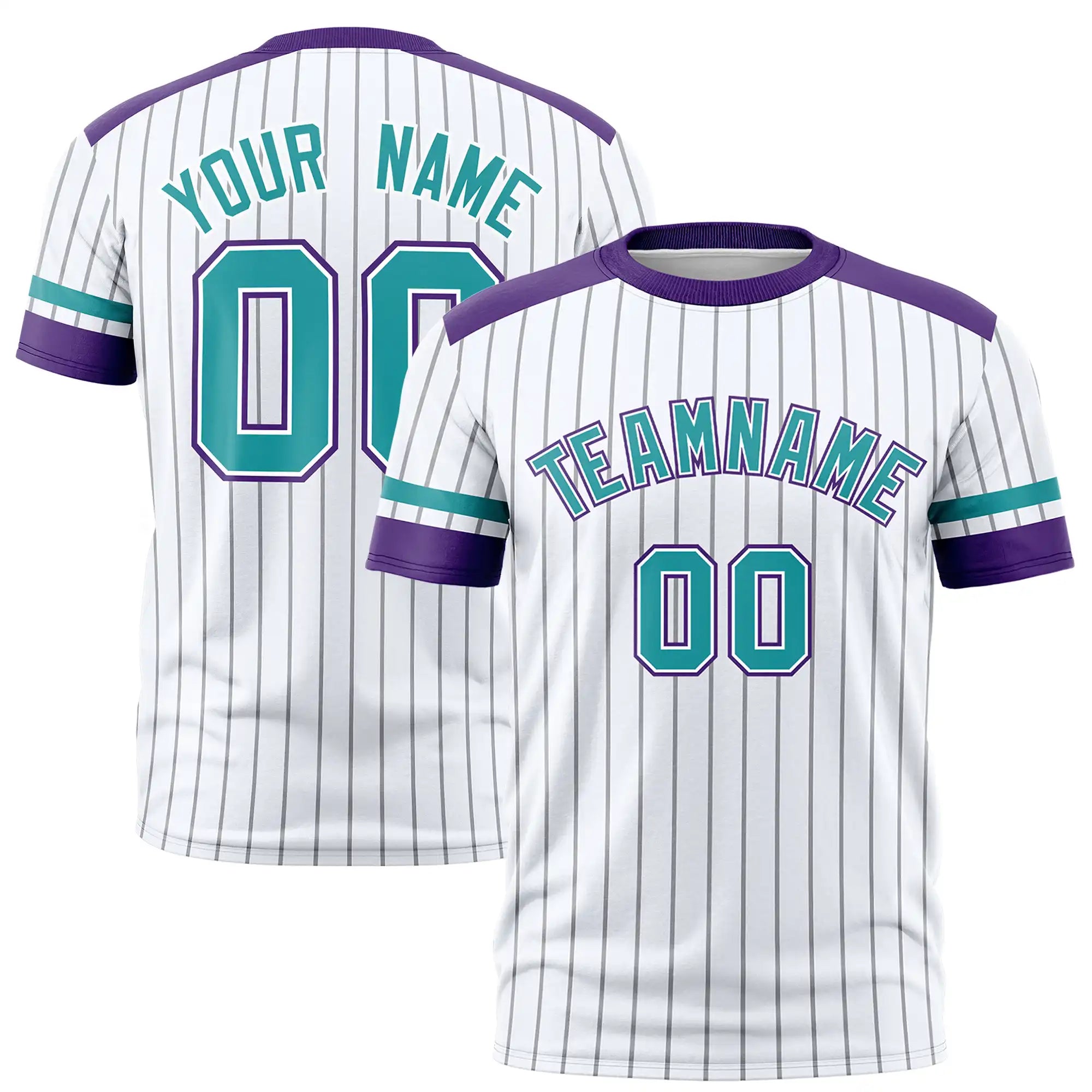 Custom White Black-Aqua Pinstripe Pattern Design Performance T-Shirt