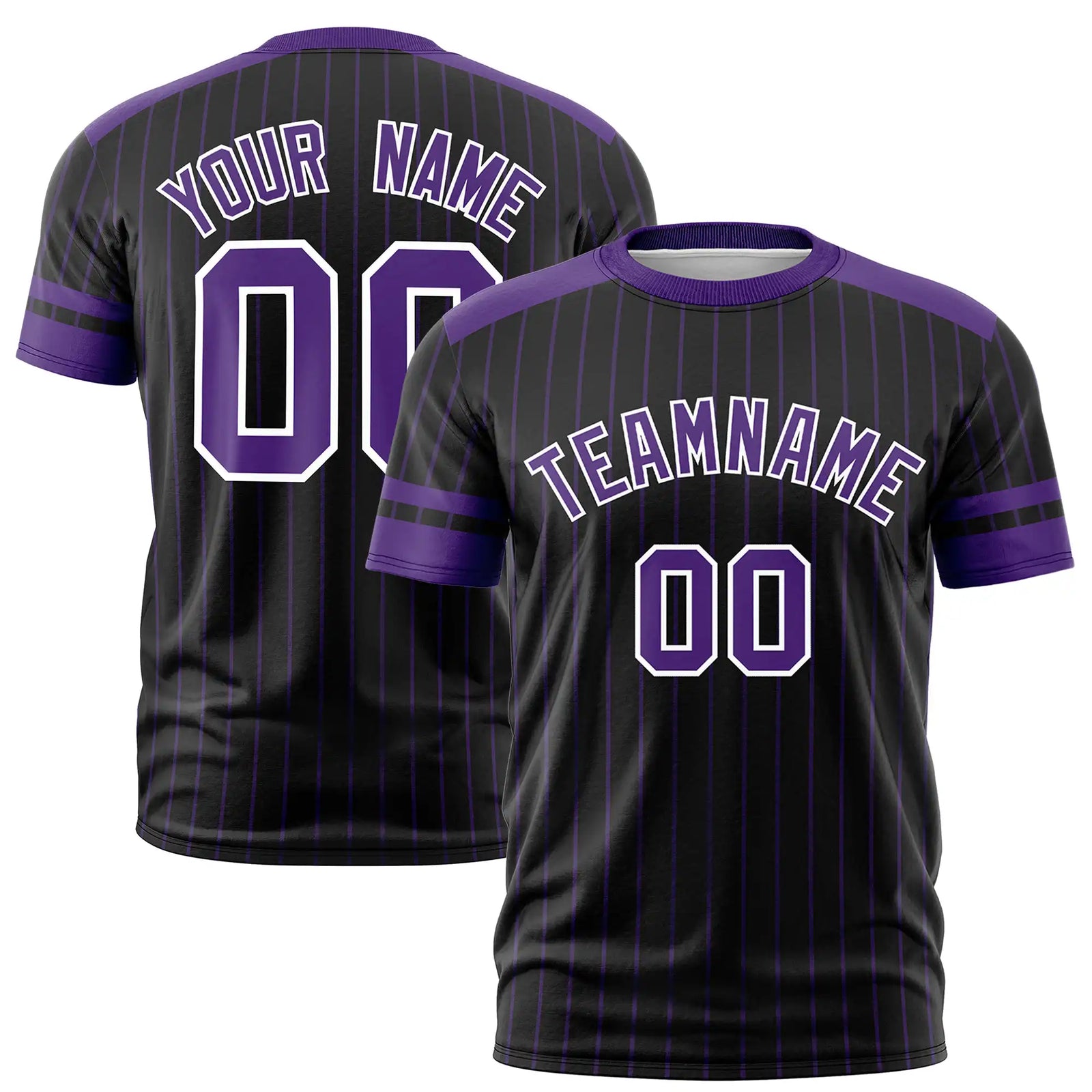 Custom Black Purple-White Pinstripe Pattern Design Performance T-Shirt