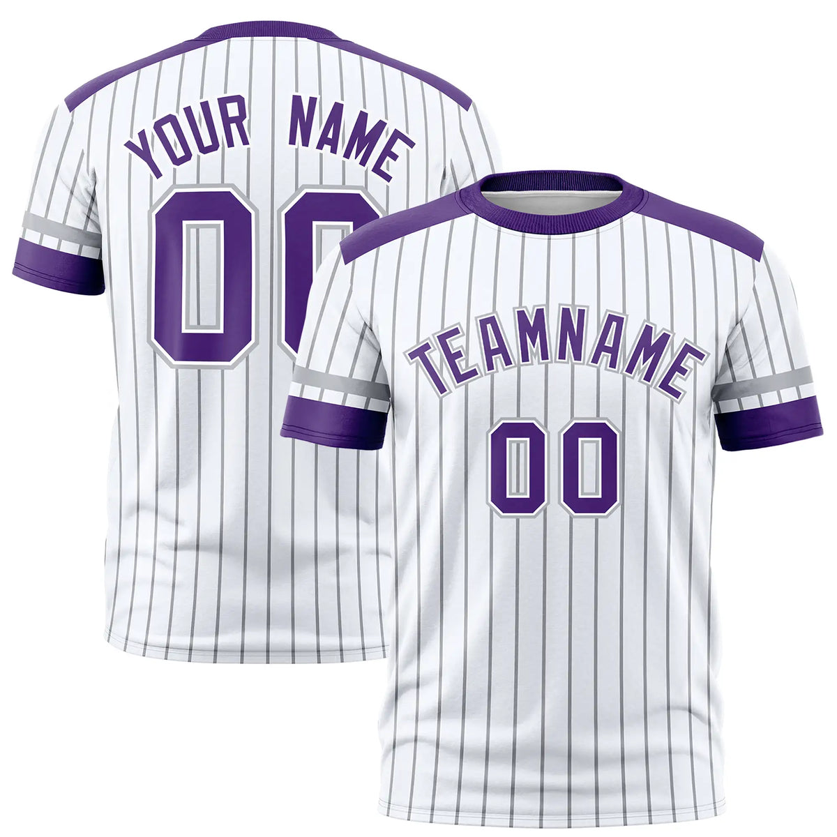 Custom White Black-Purple Pinstripe Pattern Design Performance T-Shirt