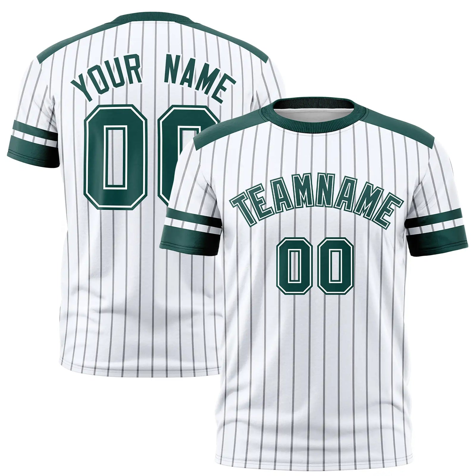 Custom White Black-Green Pinstripe Pattern Design Performance T-Shirt