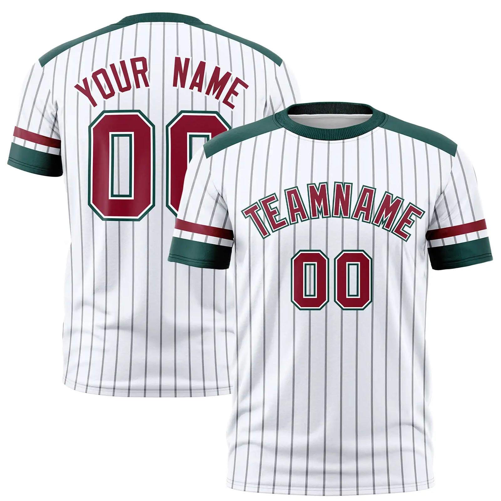 Custom White Black-Crimson Pinstripe Pattern Design Performance T-Shirt