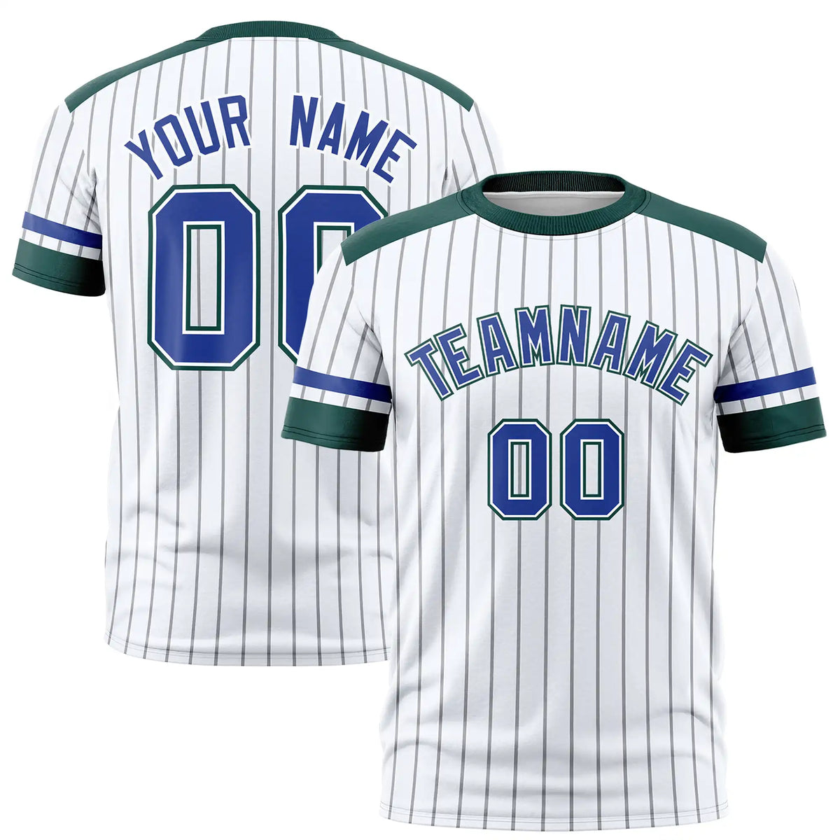 Custom White Black-Royal Blue Pinstripe Pattern Design Performance T-Shirt