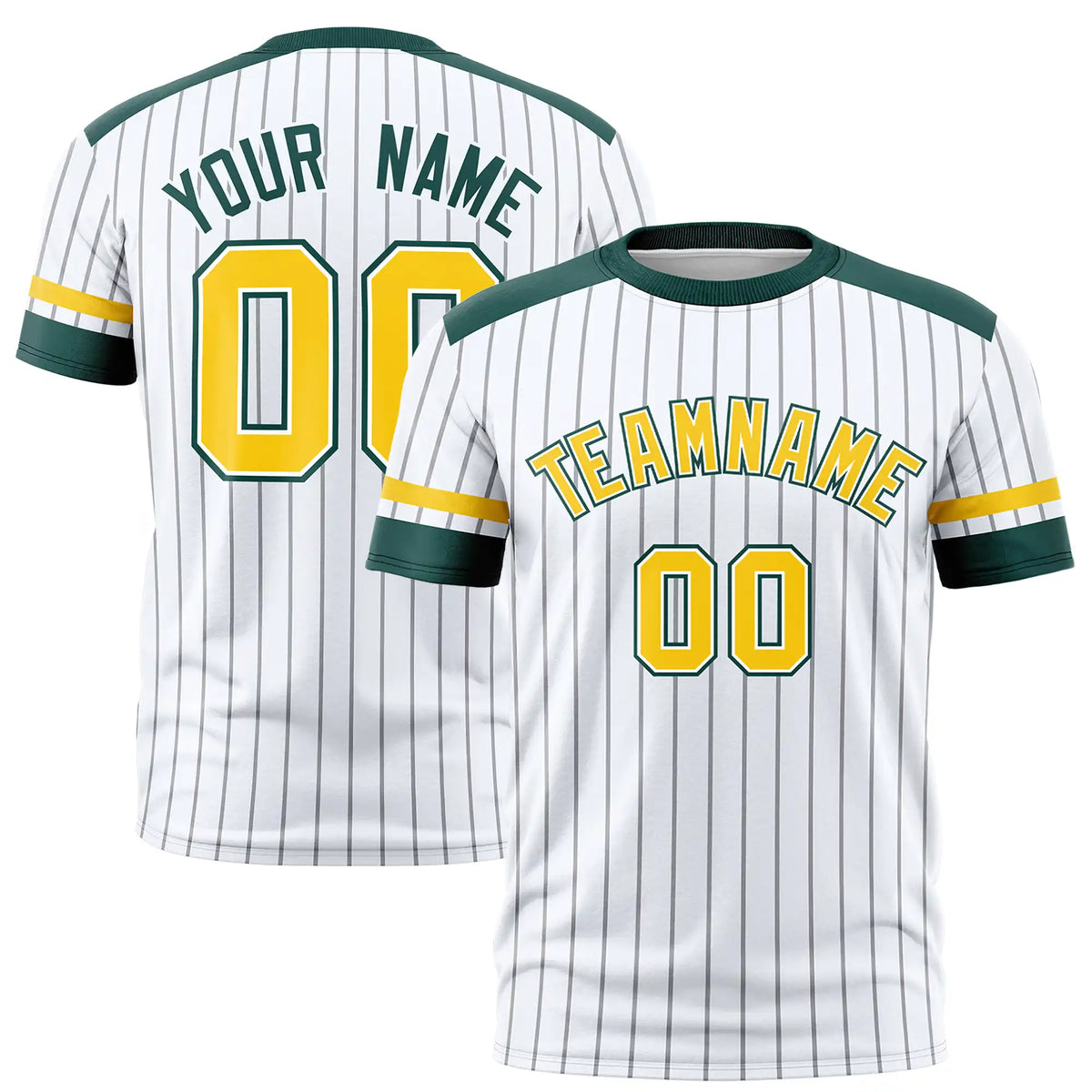 Custom White Black-Gold01 Pinstripe Pattern Design Performance T-Shirt