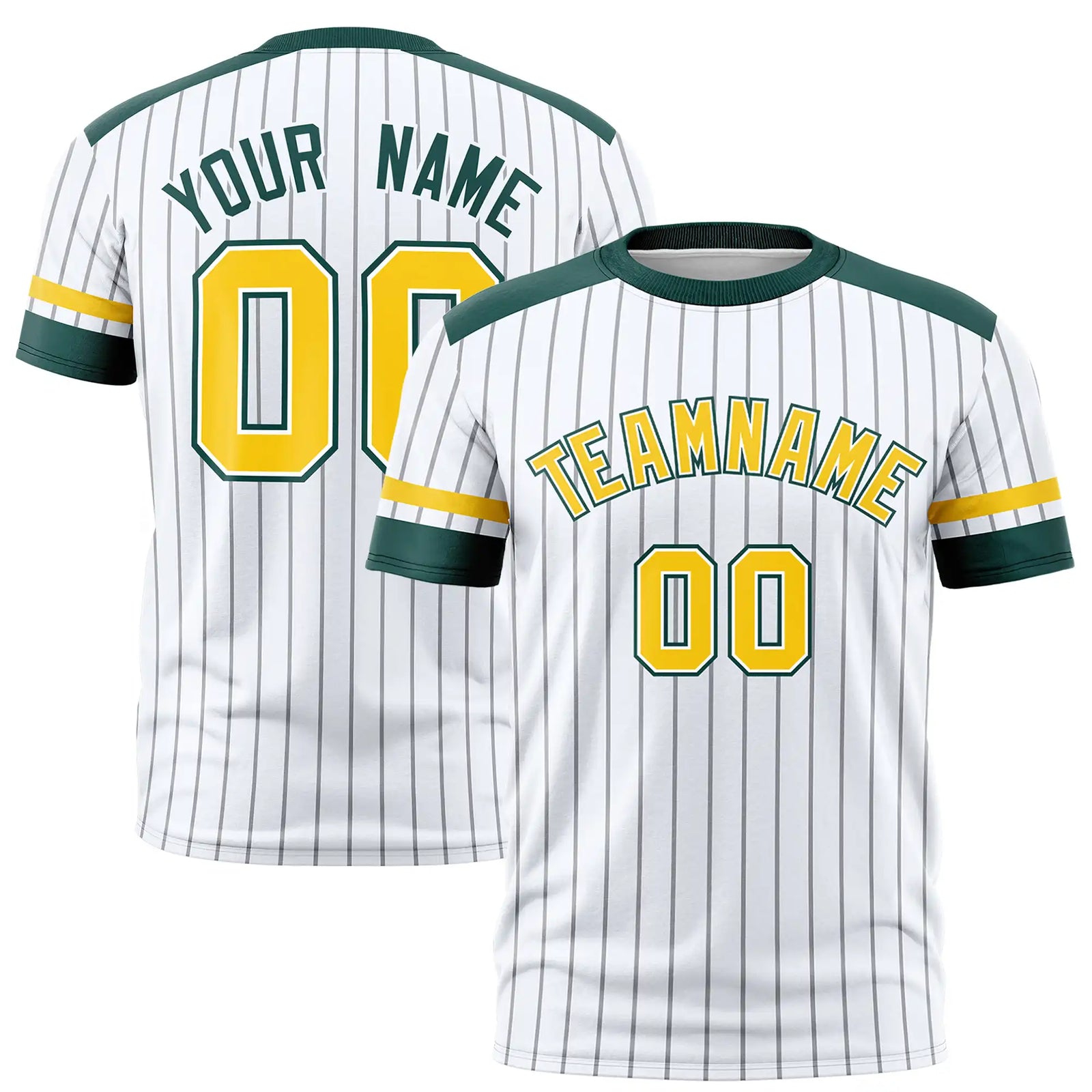 Custom White Black-Gold01 Pinstripe Pattern Design Performance T-Shirt