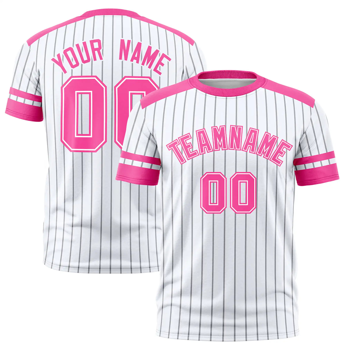 Custom White Gray-Pink Pinstripe Pattern Design Performance T-Shirt