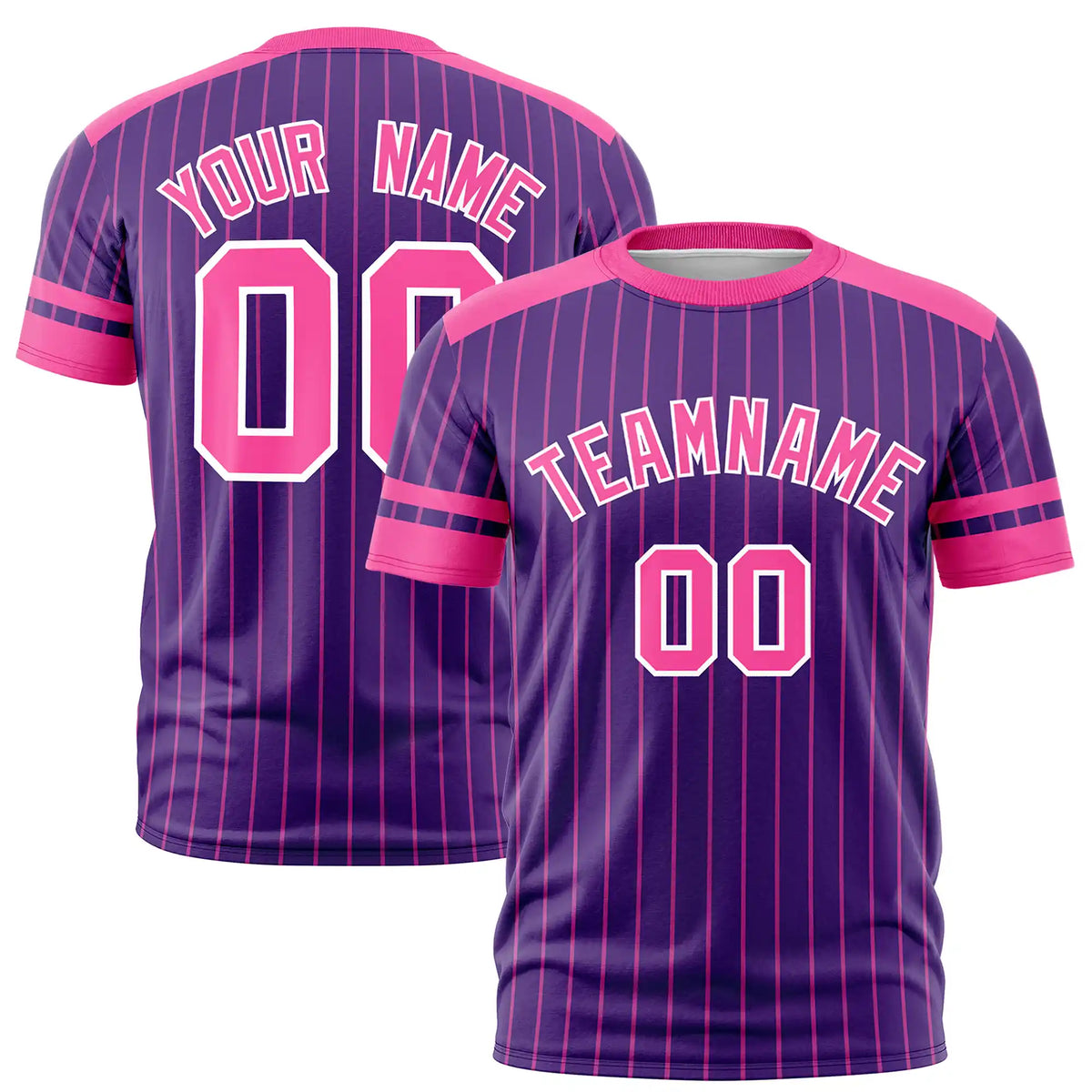 Custom Purple Pink-Pink Pinstripe Pattern Design Performance T-Shirt