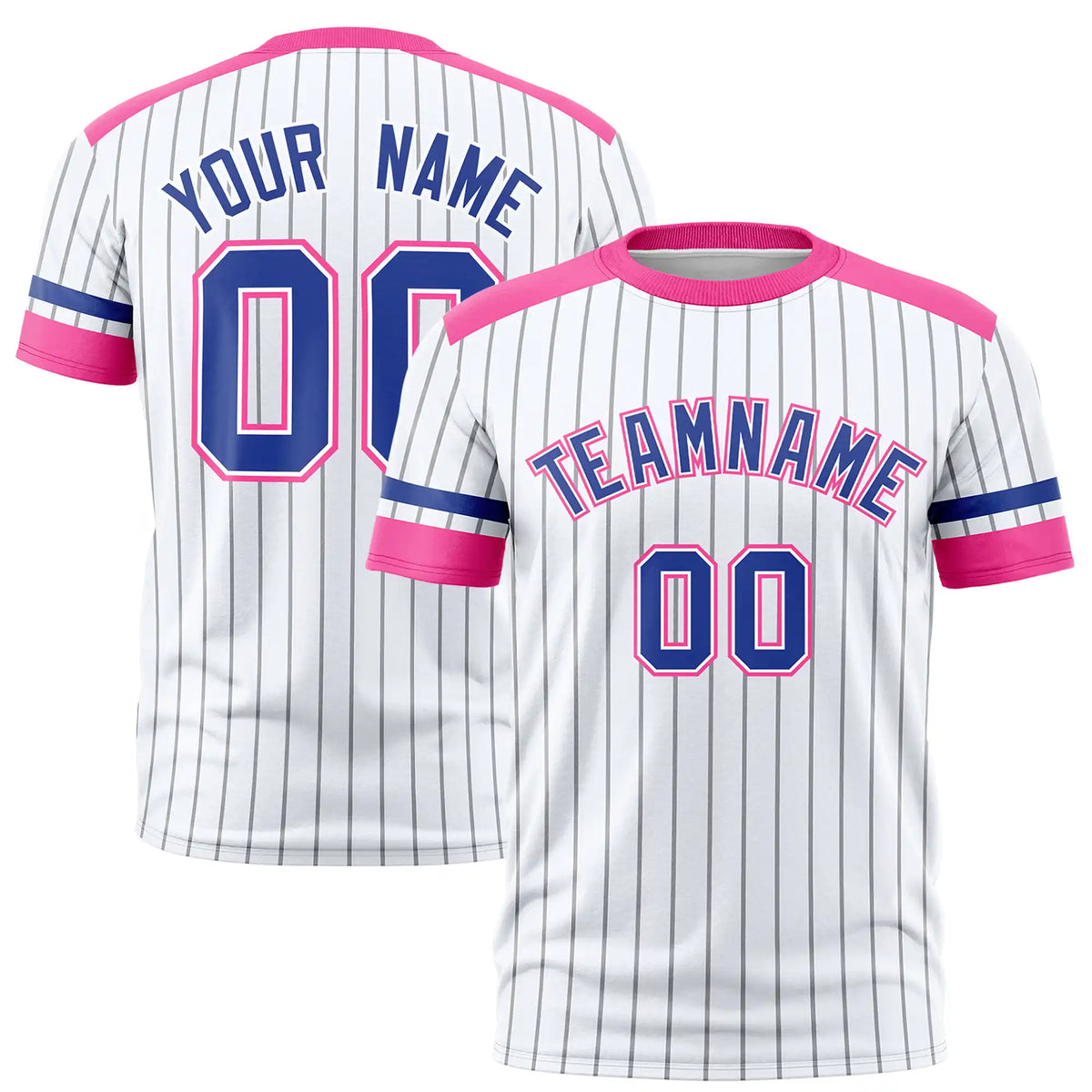 Custom White Gray-Pink Pinstripe Pattern Design Performance T-Shirt