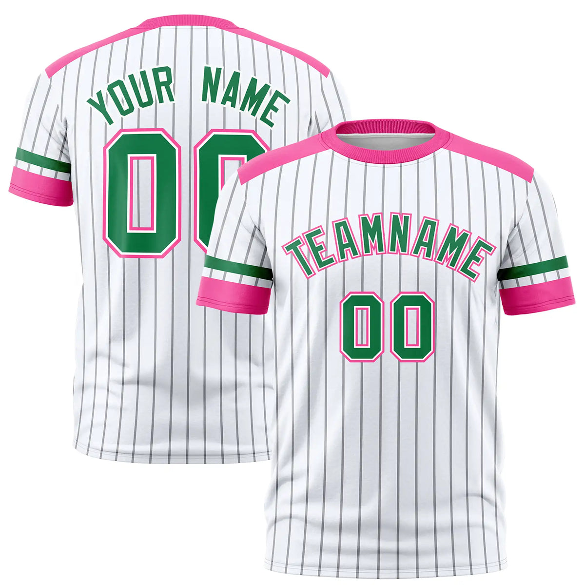 Custom White Gray-Pink Pinstripe Pattern Design Performance T-Shirt