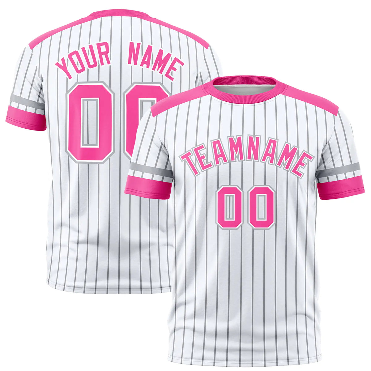 Custom White Gray-Pink Pinstripe Pattern Design Performance T-Shirt