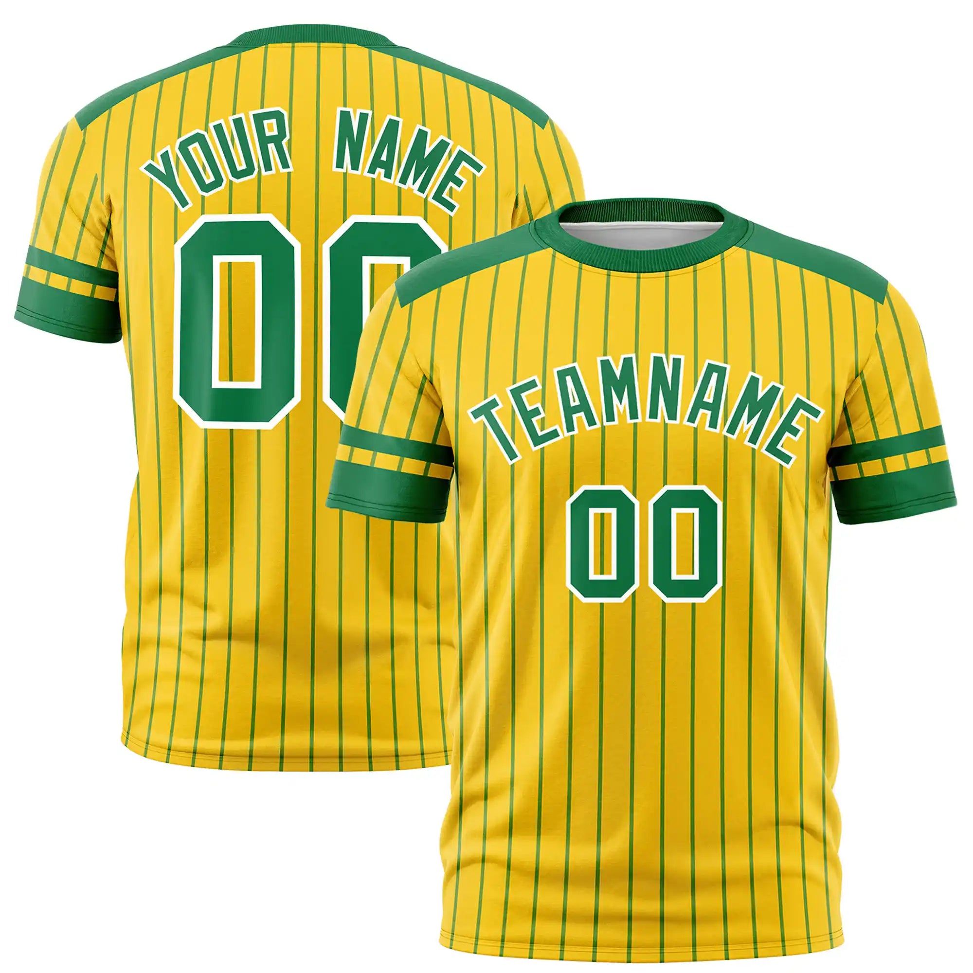 Custom Gold01 Kelly Green-Kelly Green Pinstripe Pattern Design Performance T-Shirt