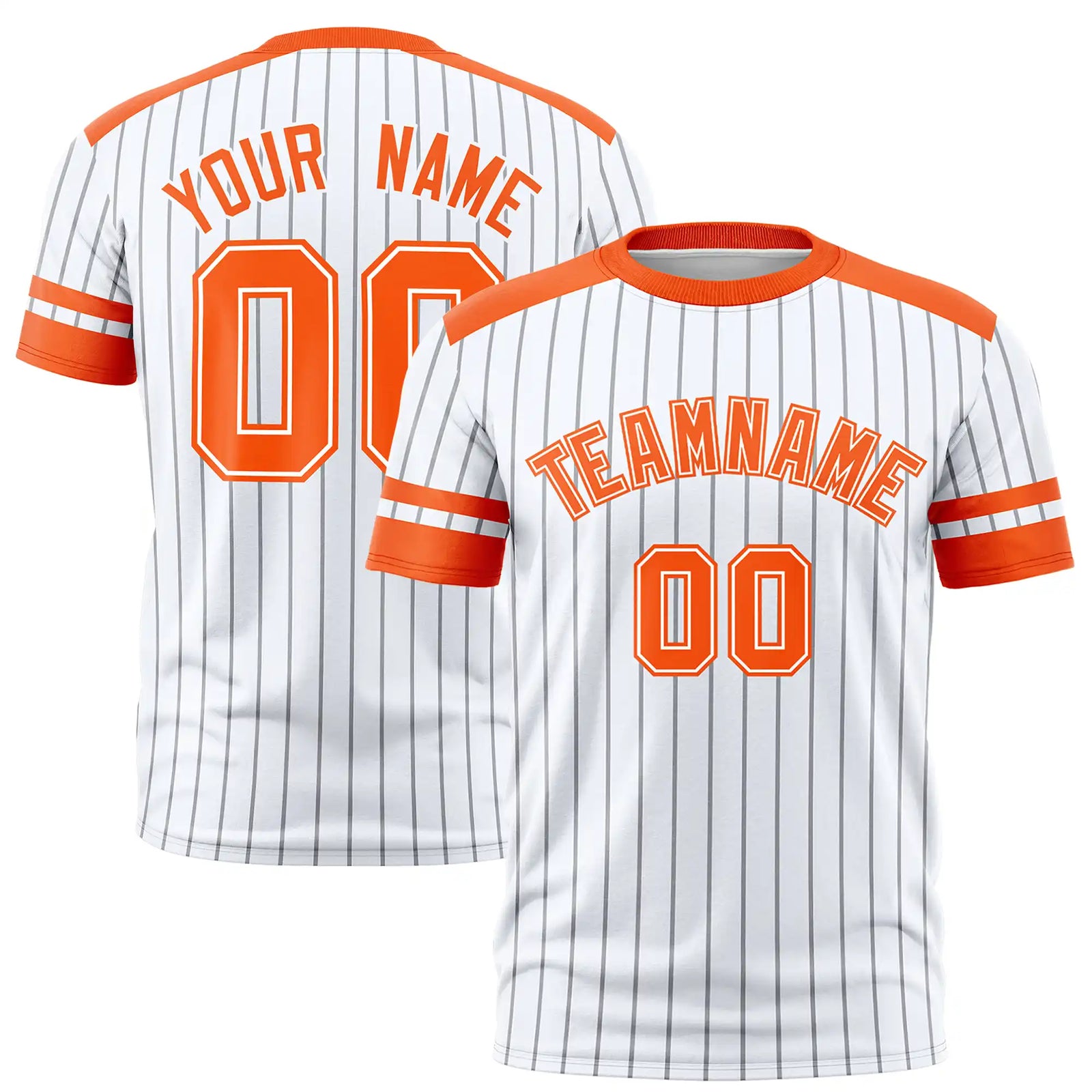 Custom White Gray-Orange Pinstripe Pattern Design Performance T-Shirt