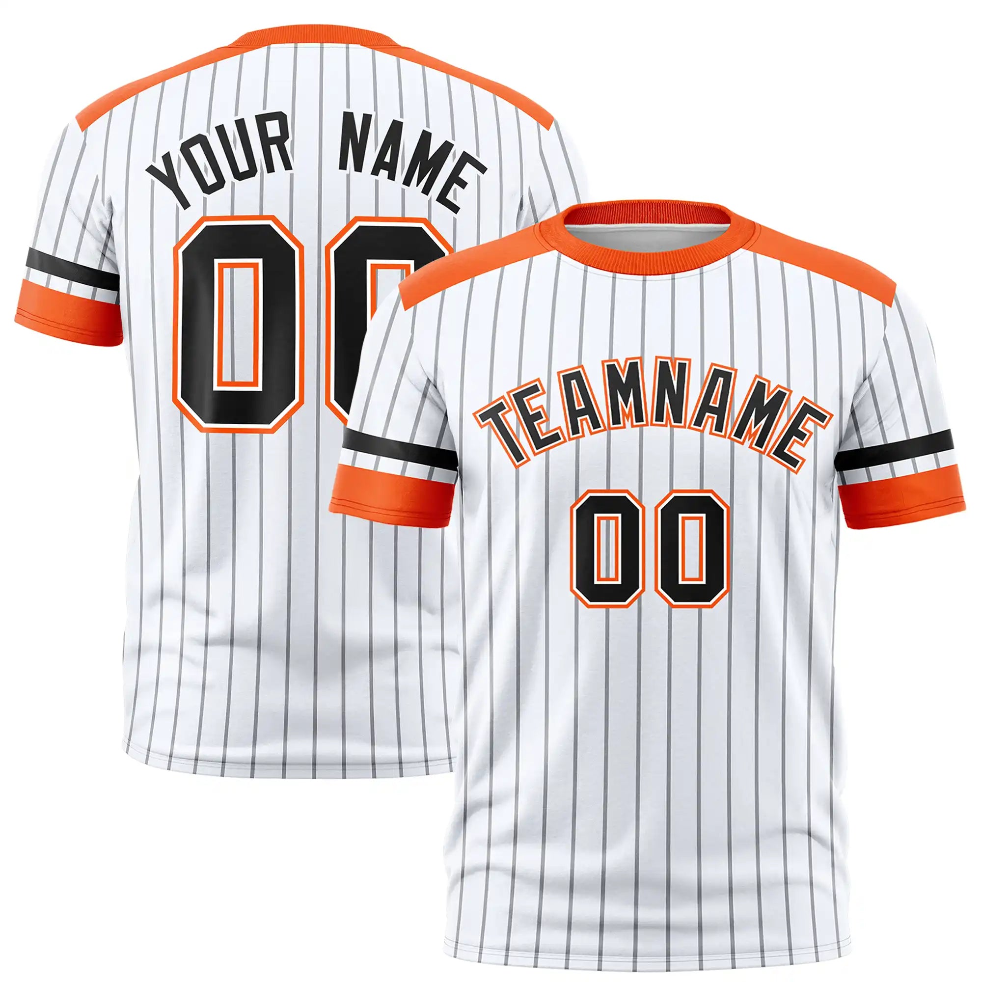 Custom White Gray-Orange Pinstripe Pattern Design Performance T-Shirt