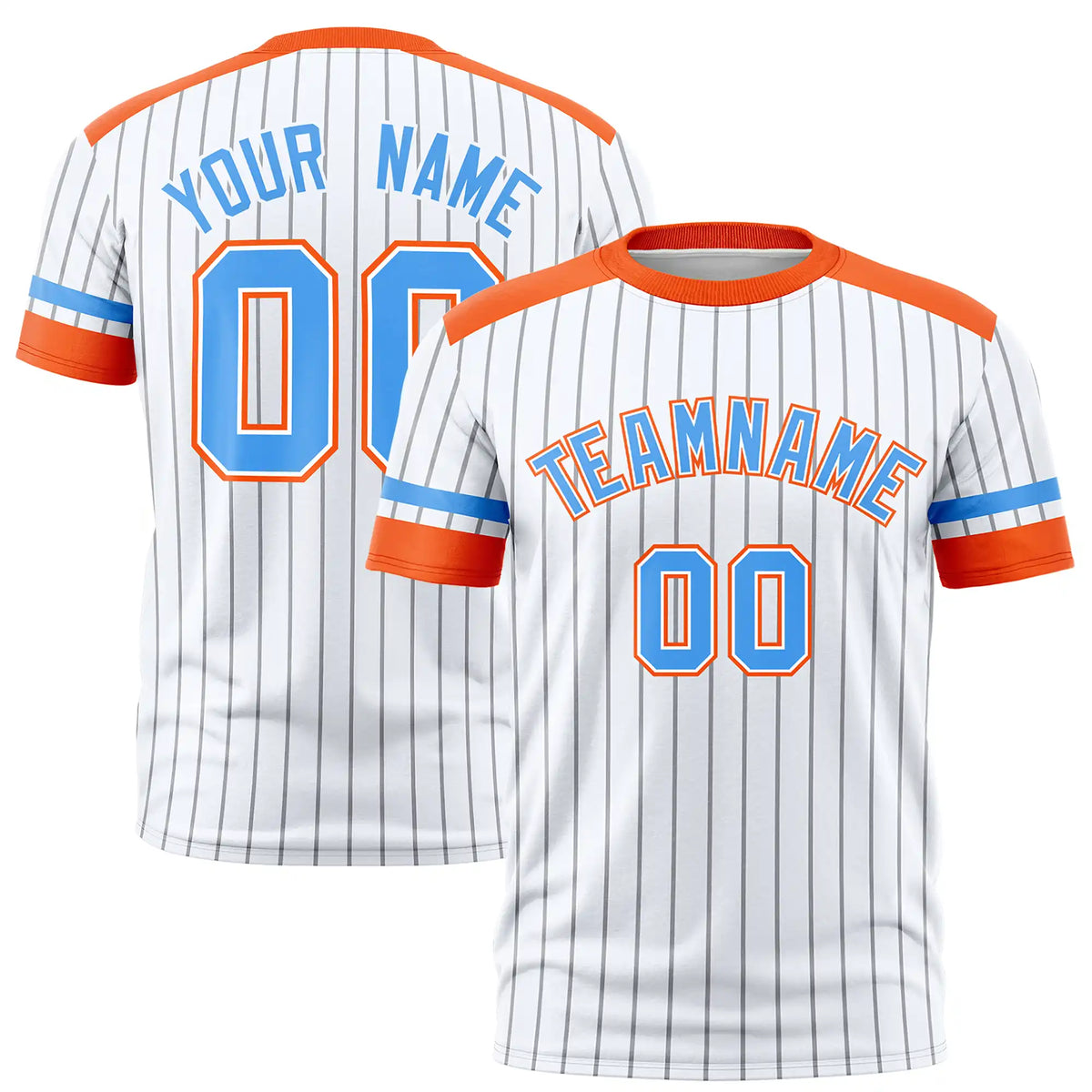 Custom White Gray-Orange Pinstripe Pattern Design Performance T-Shirt