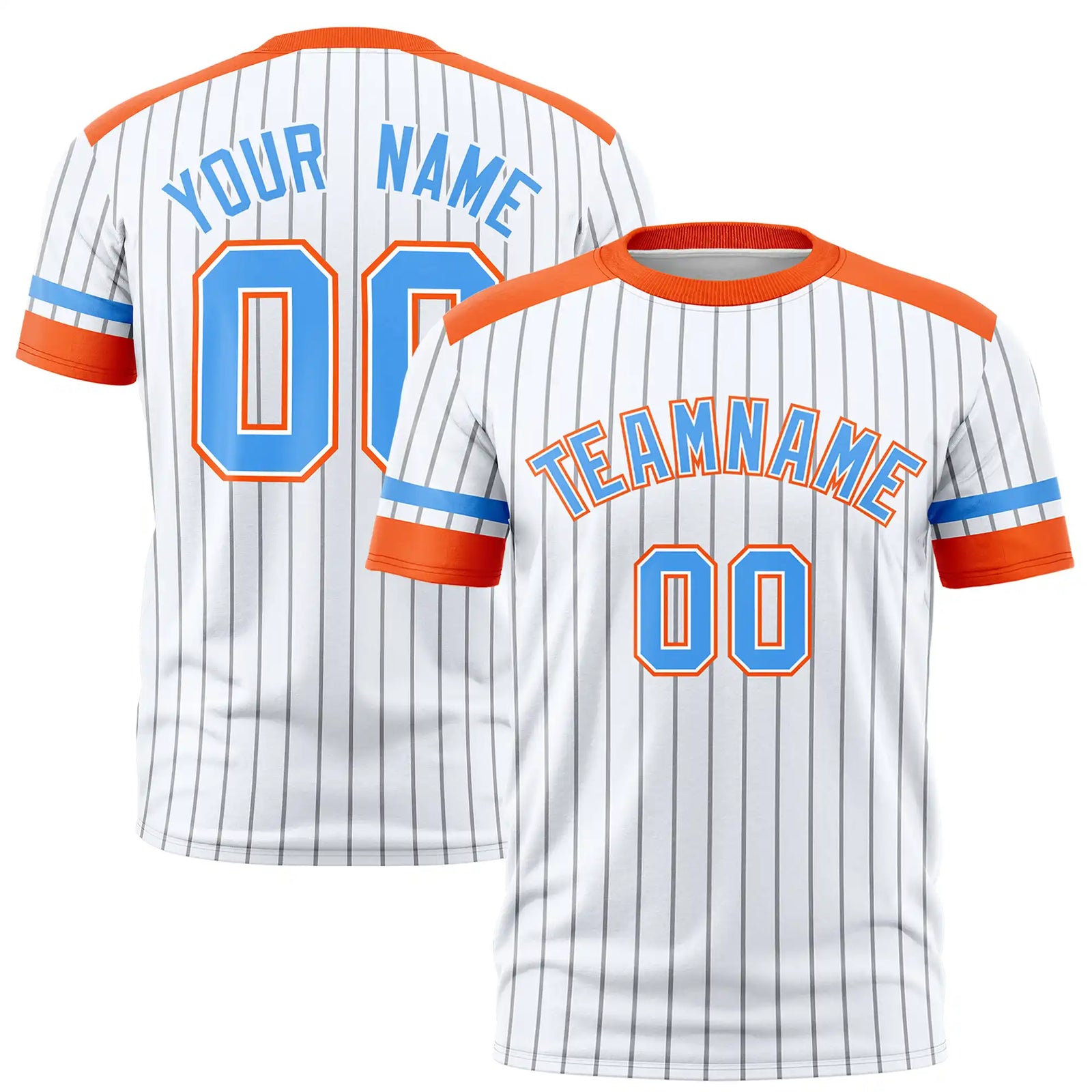 Custom White Gray-Orange Pinstripe Pattern Design Performance T-Shirt