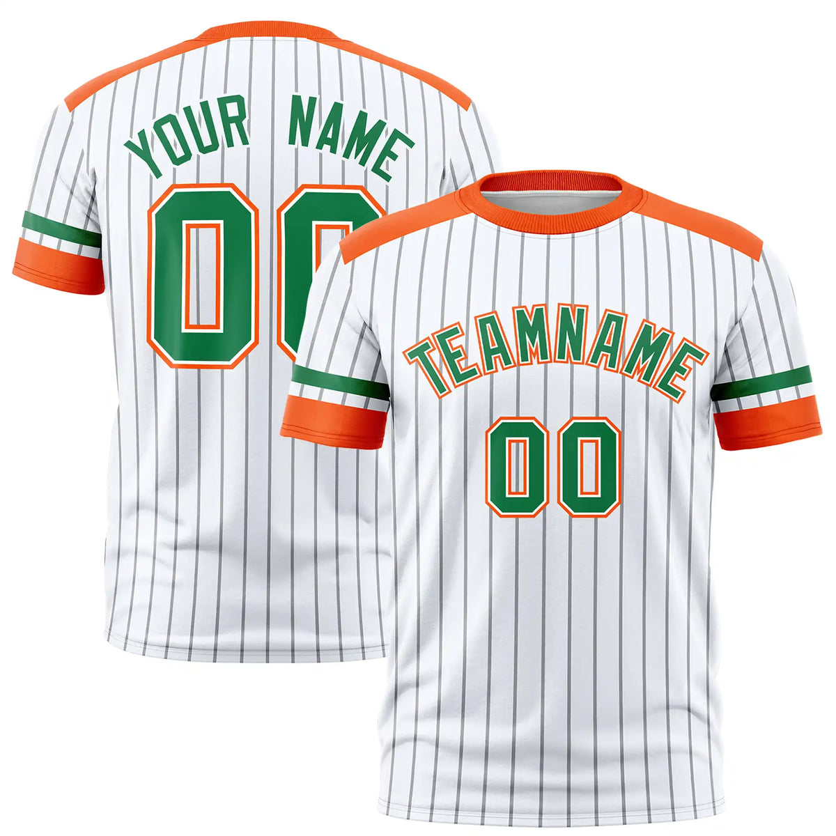 Custom White Gray-Orange Pinstripe Pattern Design Performance T-Shirt