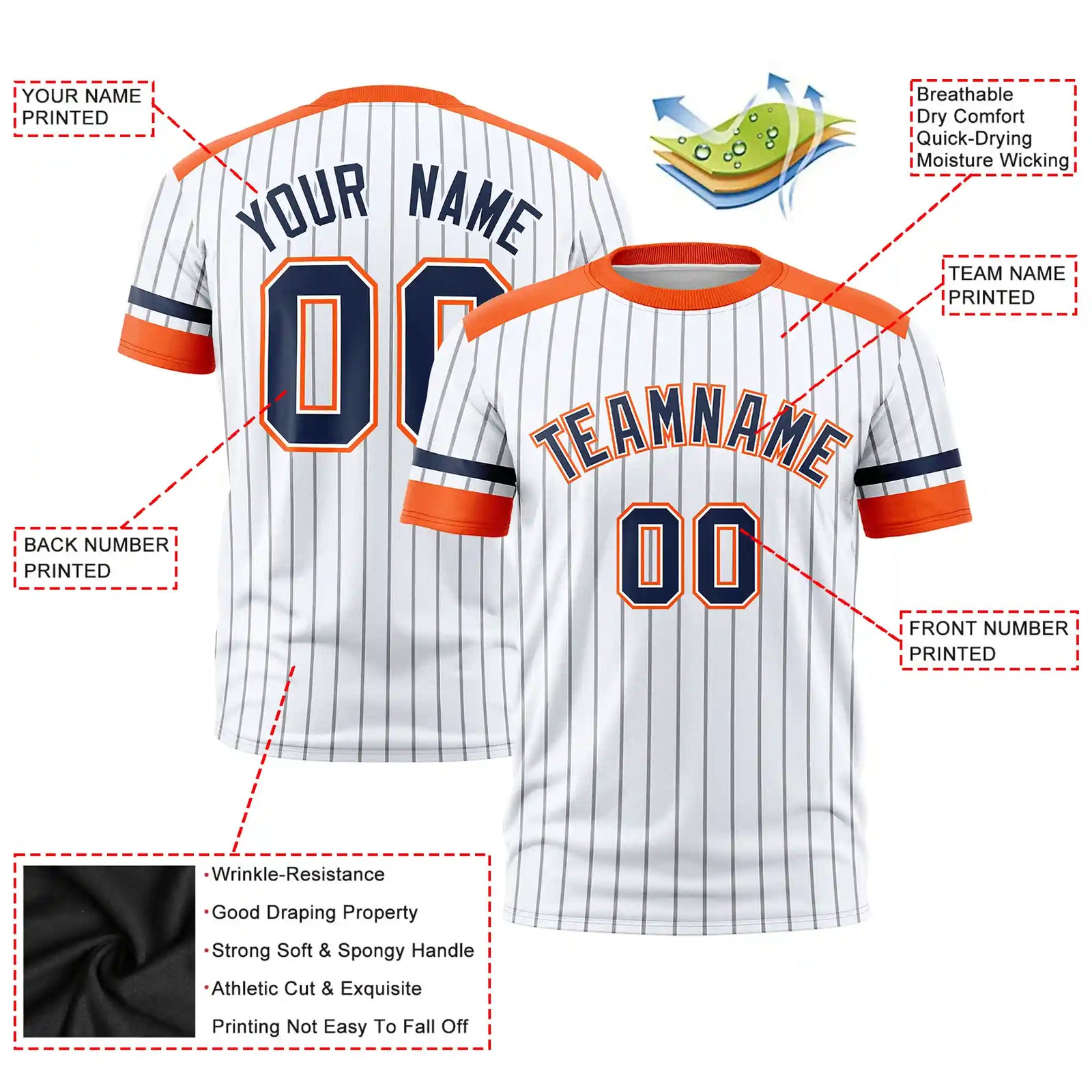 Custom White Gray-Pink Pinstripe Pattern Design Performance T-Shirt