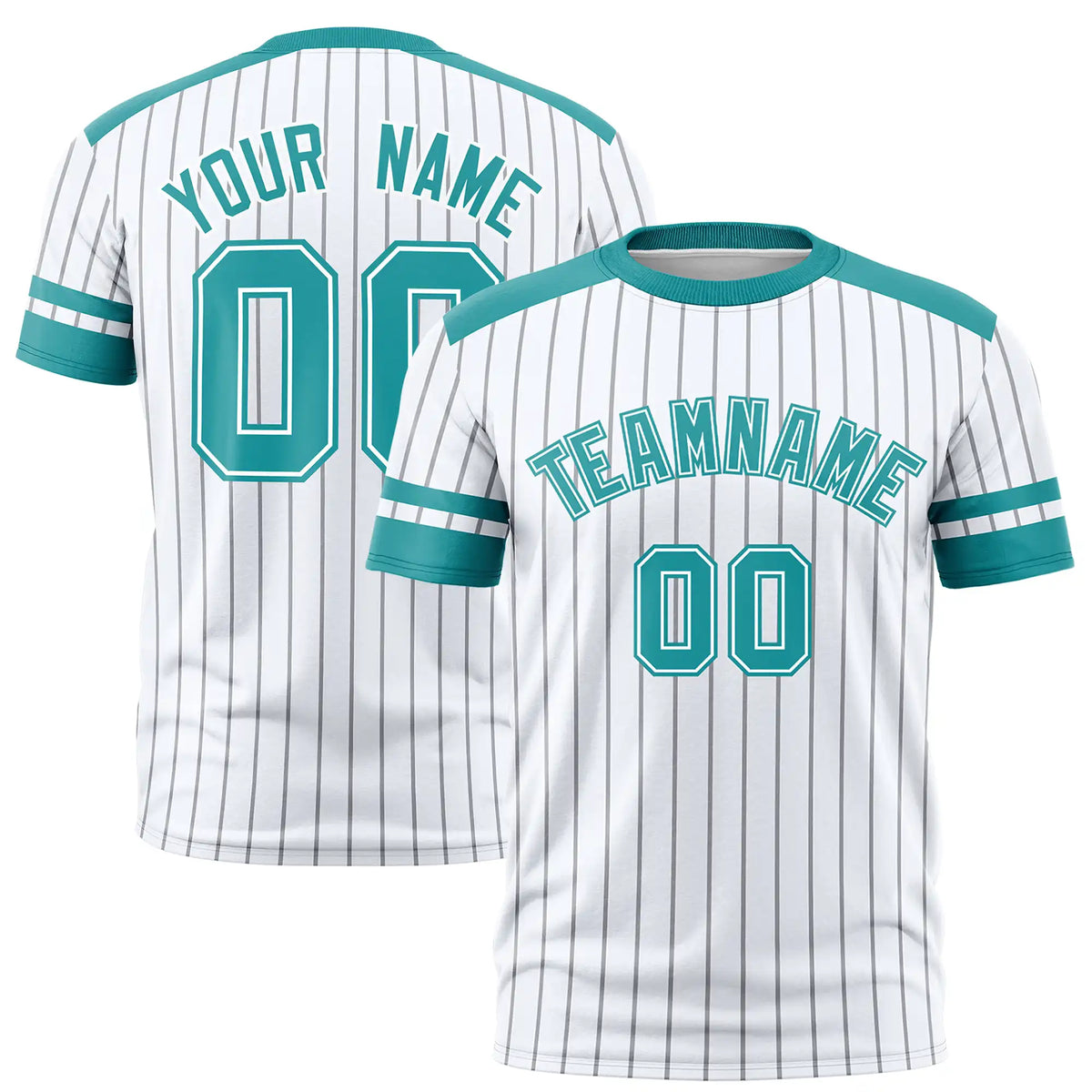 Custom White Gray-Aqua Pinstripe Pattern Design Performance T-Shirt