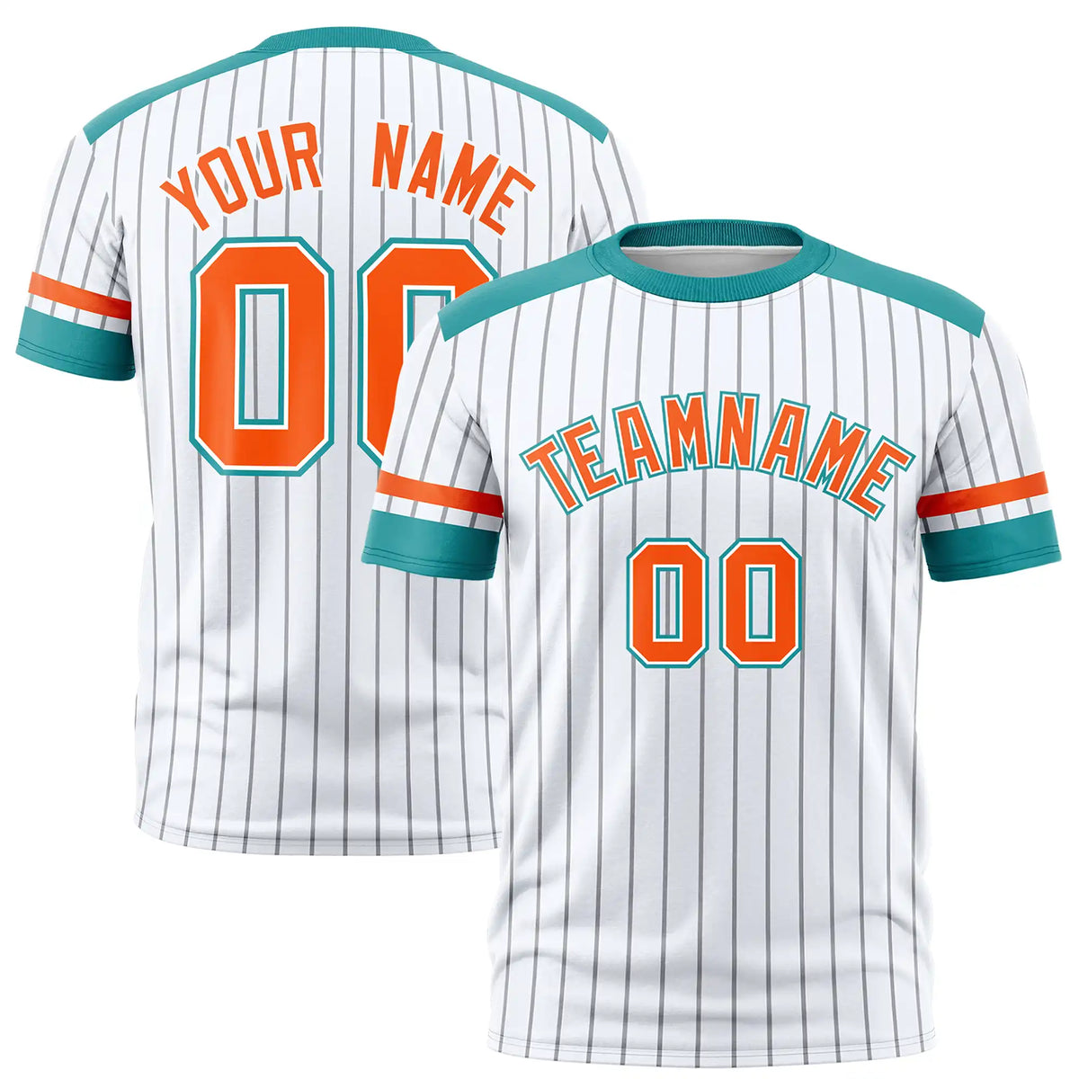 Custom White Gray-Aqua Pinstripe Pattern Design Performance T-Shirt