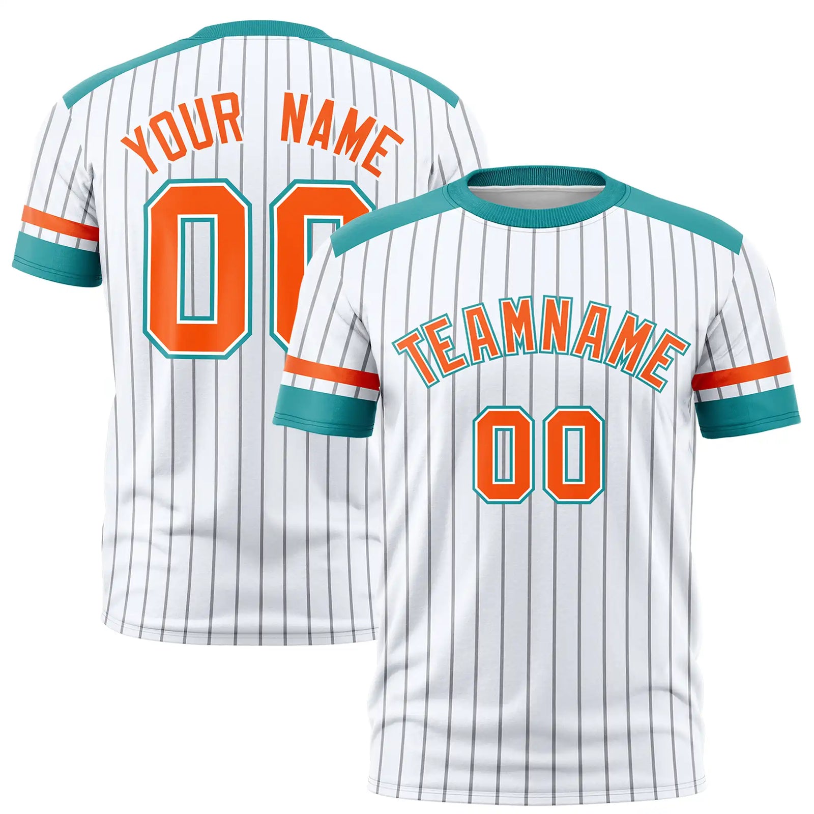 Custom White Gray-Aqua Pinstripe Pattern Design Performance T-Shirt