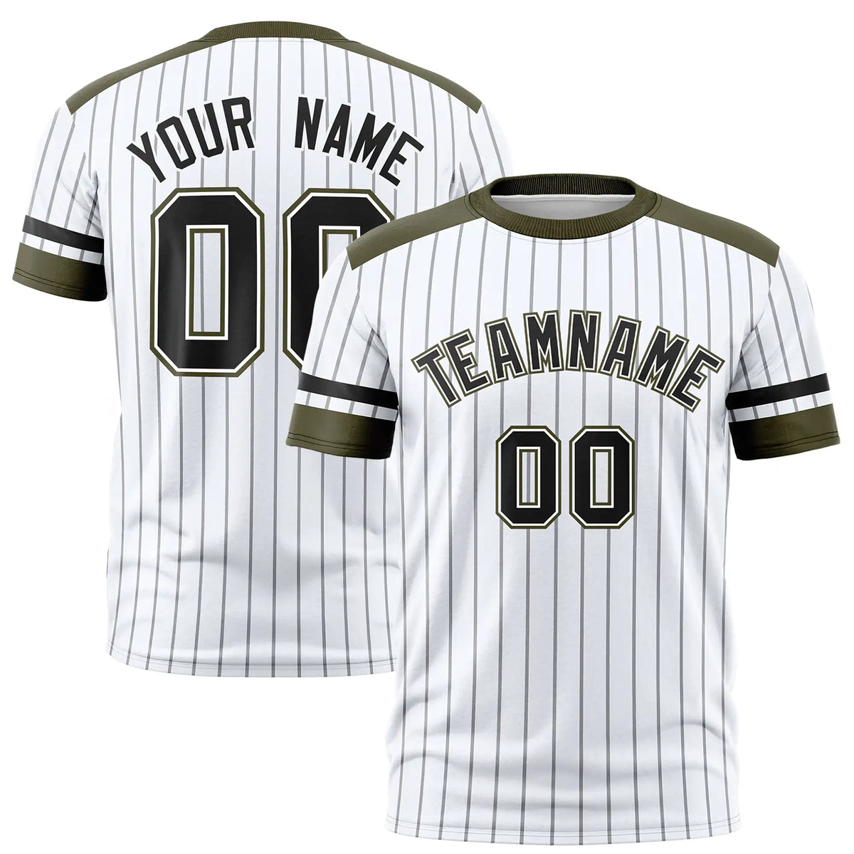 Custom White Gray-Olive Pinstripe Pattern Design Performance T-Shirt