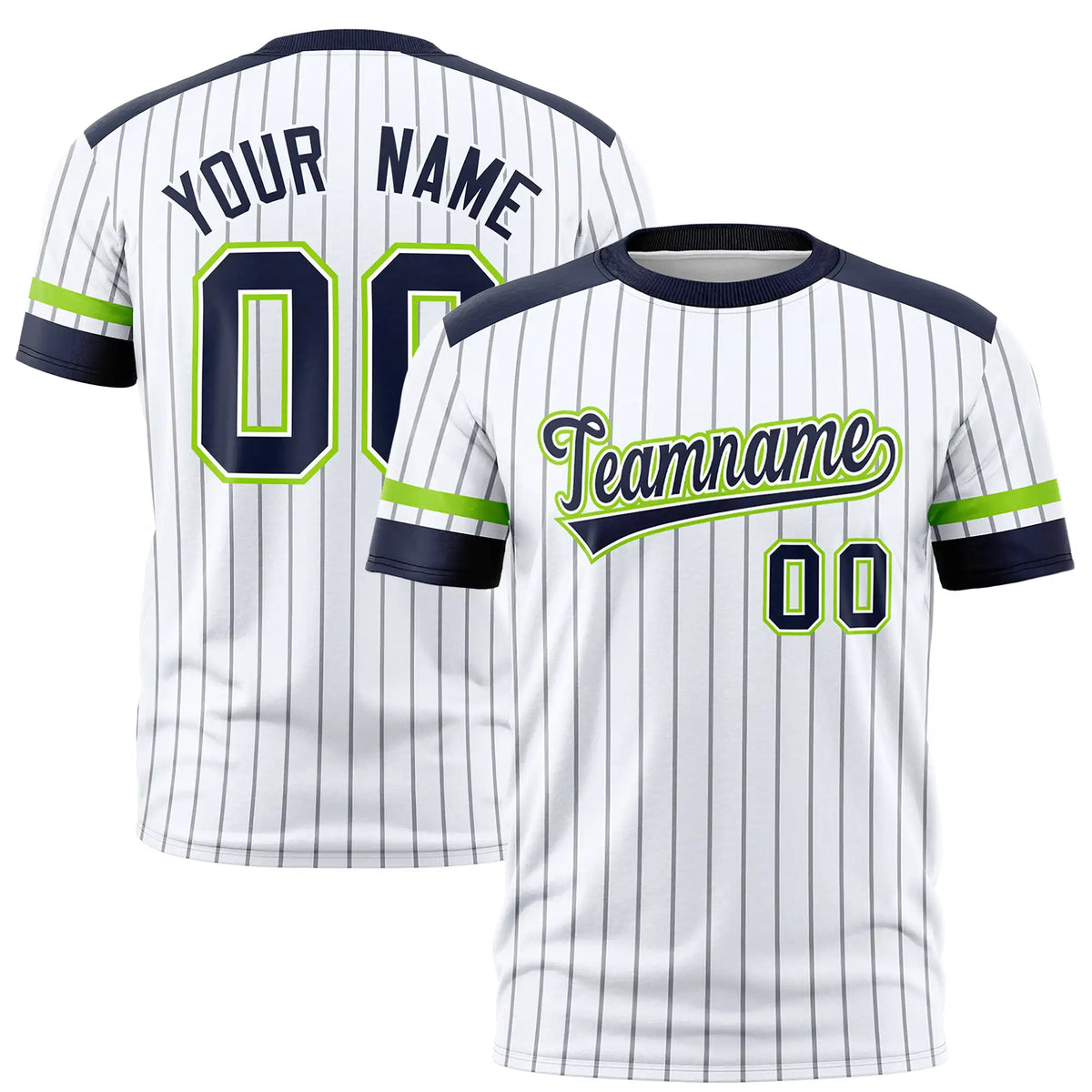 Custom White Gray-Navy Pinstripe Pattern Design Performance T-Shirt
