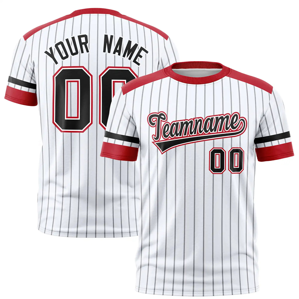 Custom White Gray-Red Pinstripe Pattern Design Performance T-Shirt