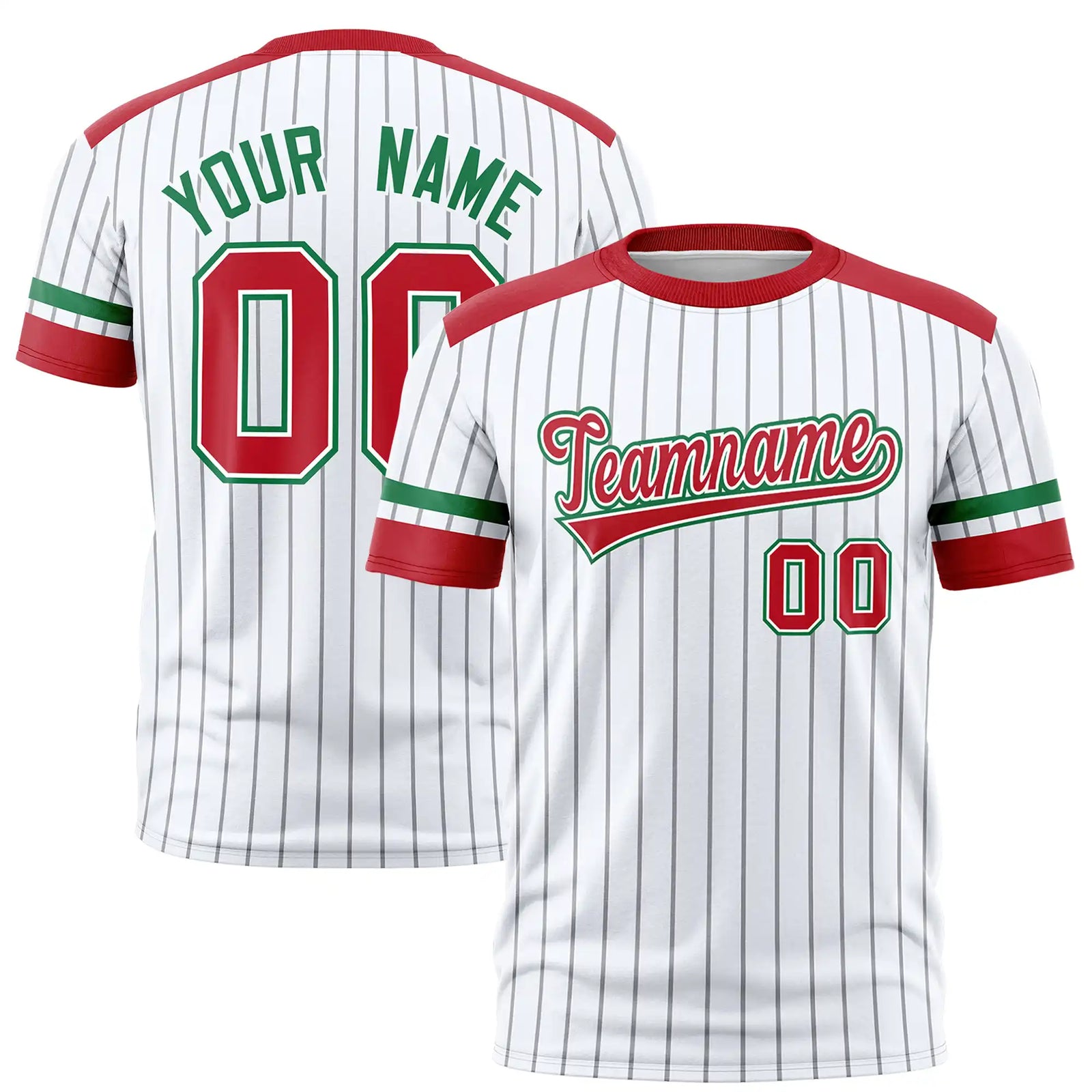 Custom White Gray-Red Pinstripe Pattern Design Performance T-Shirt