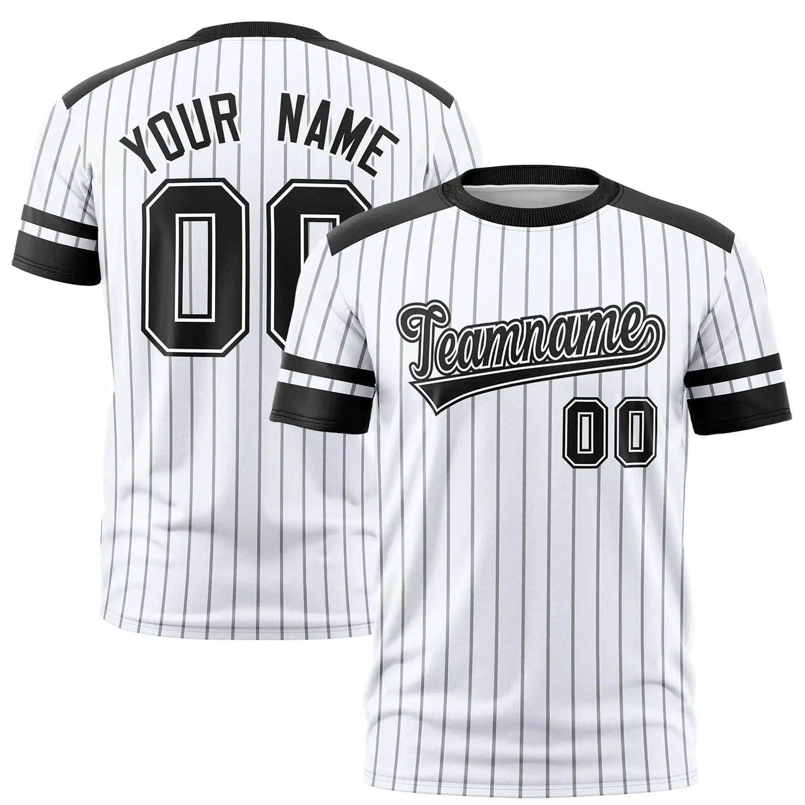 Custom White Gray-Black Pinstripe Pattern Design Performance T-Shirt