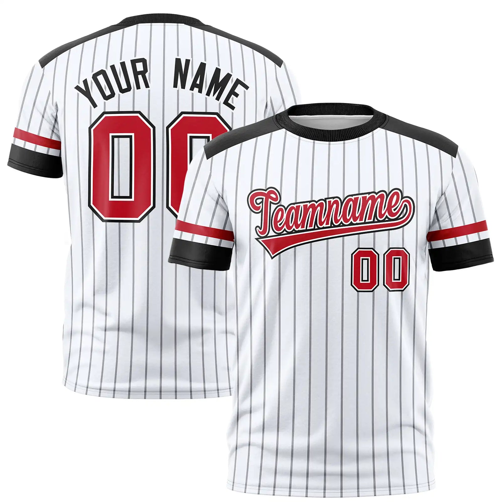 Custom White Gray-Black Pinstripe Pattern Design Performance T-Shirt