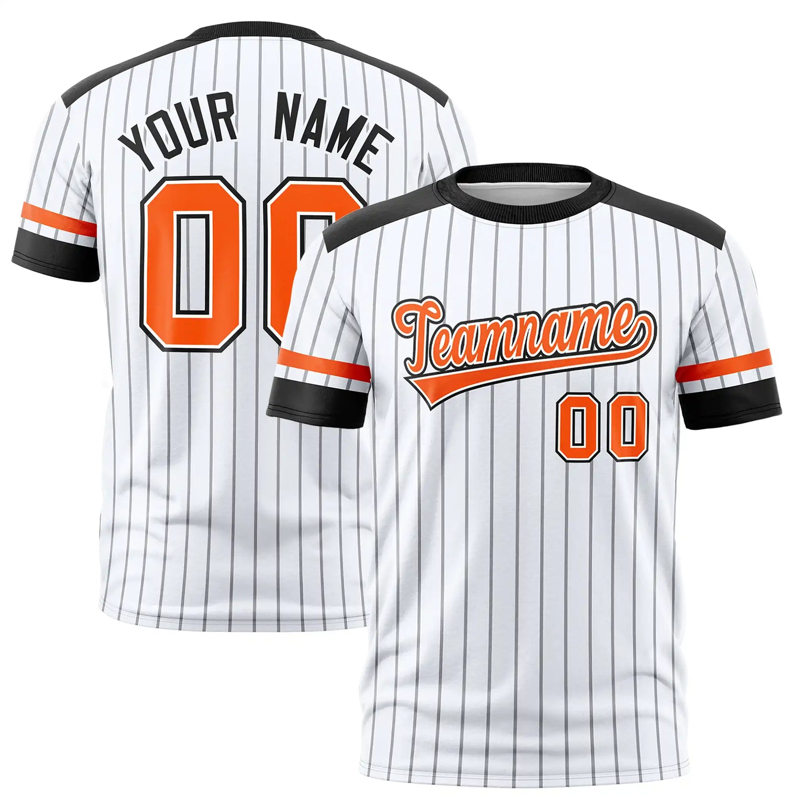 Custom White Gray-Black Pinstripe Pattern Design Performance T-Shirt