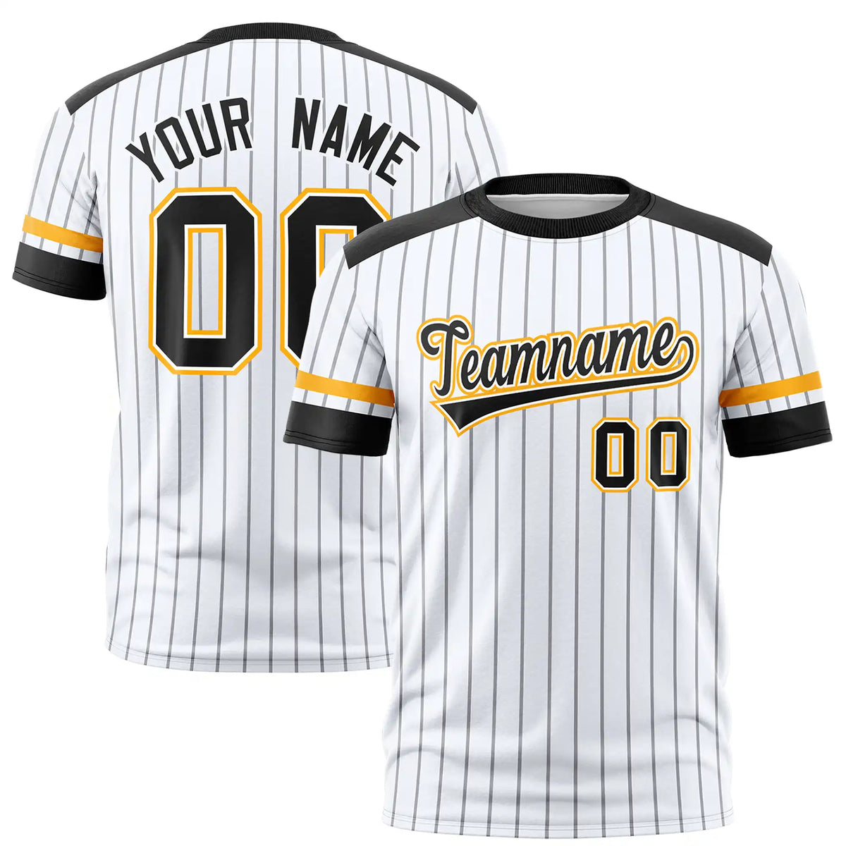 Custom White Gray-Black Pinstripe Pattern Design Performance T-Shirt