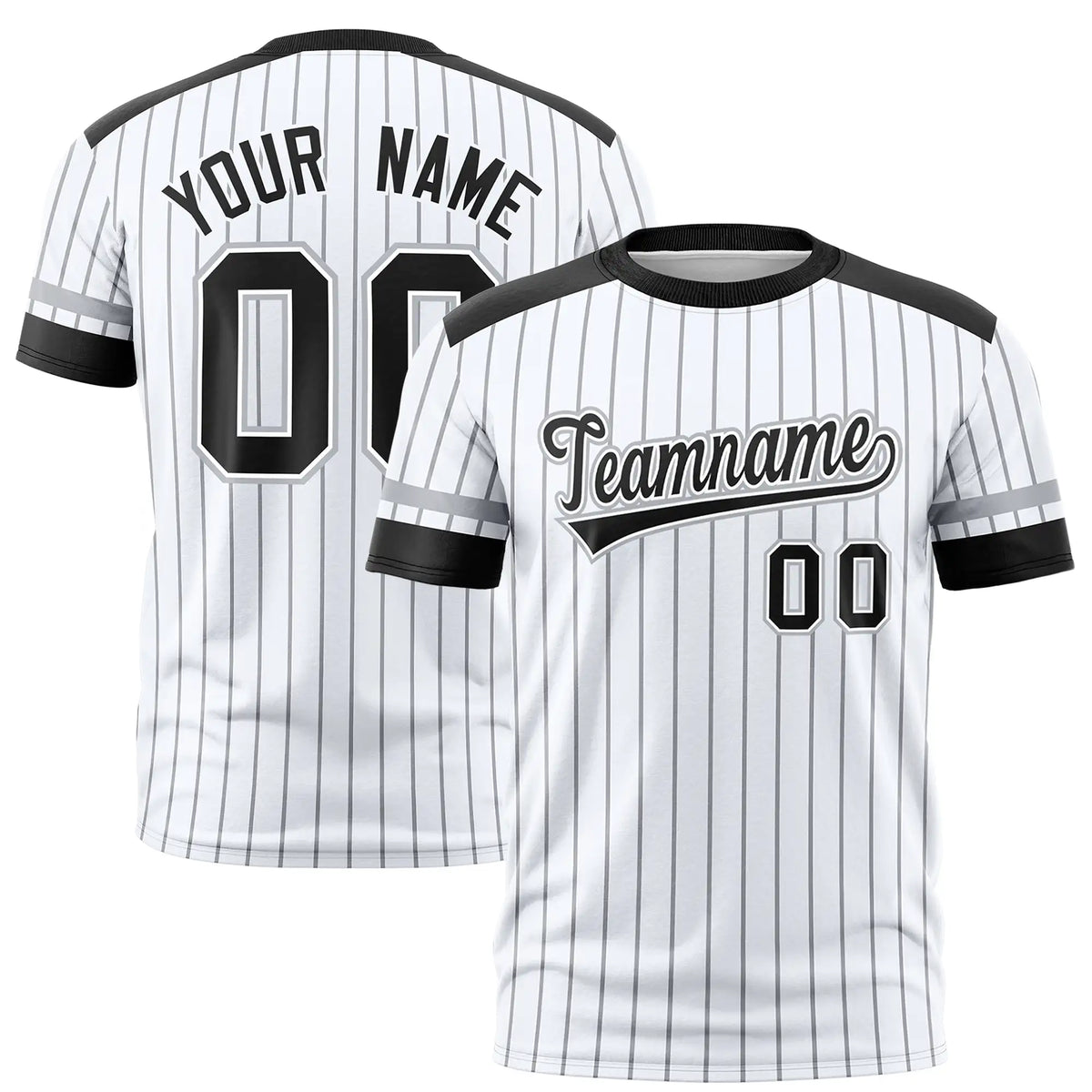 Custom White Black-Gray Pinstripe Pattern Design Performance T-Shirt