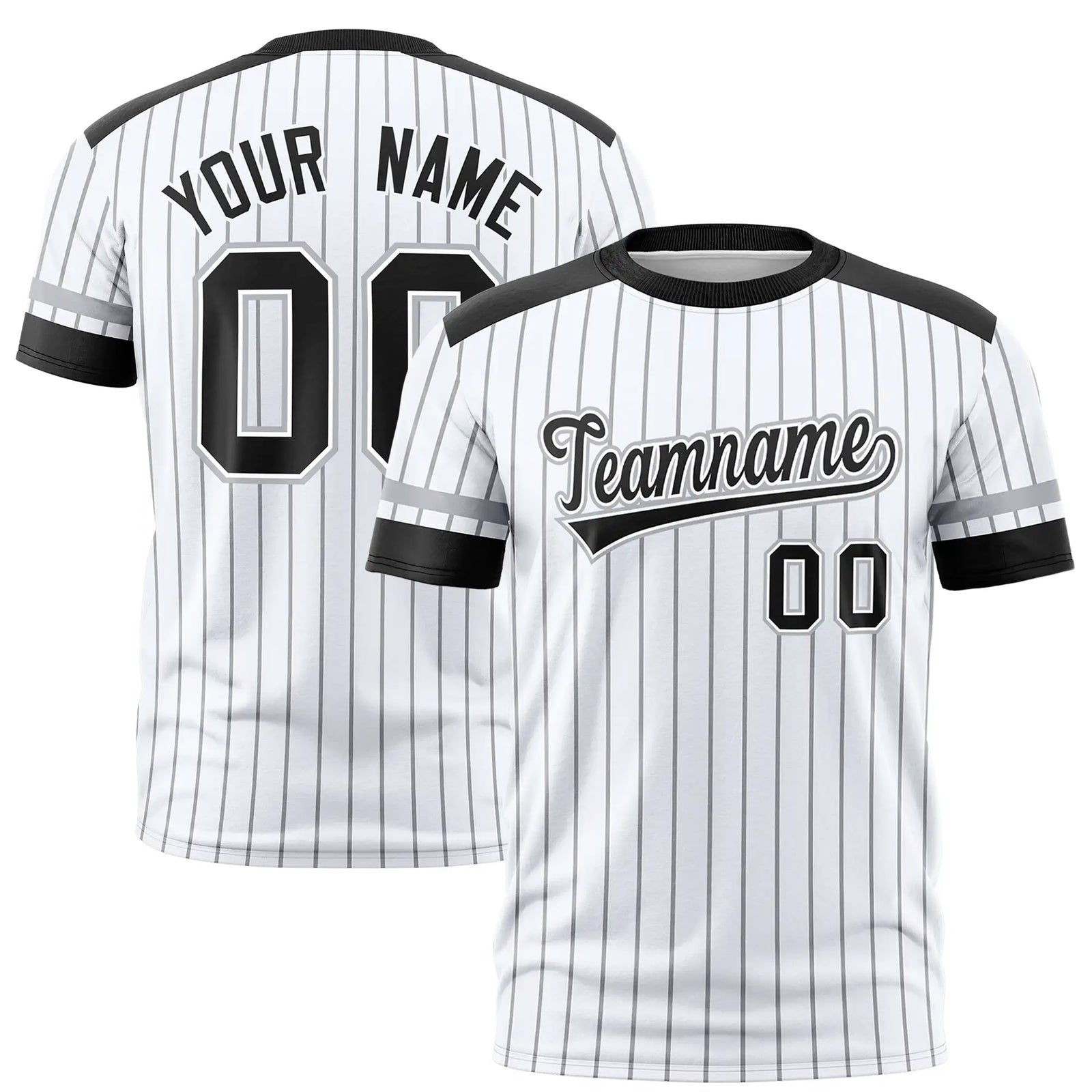 Custom White Black-Gray Pinstripe Pattern Design Performance T-Shirt