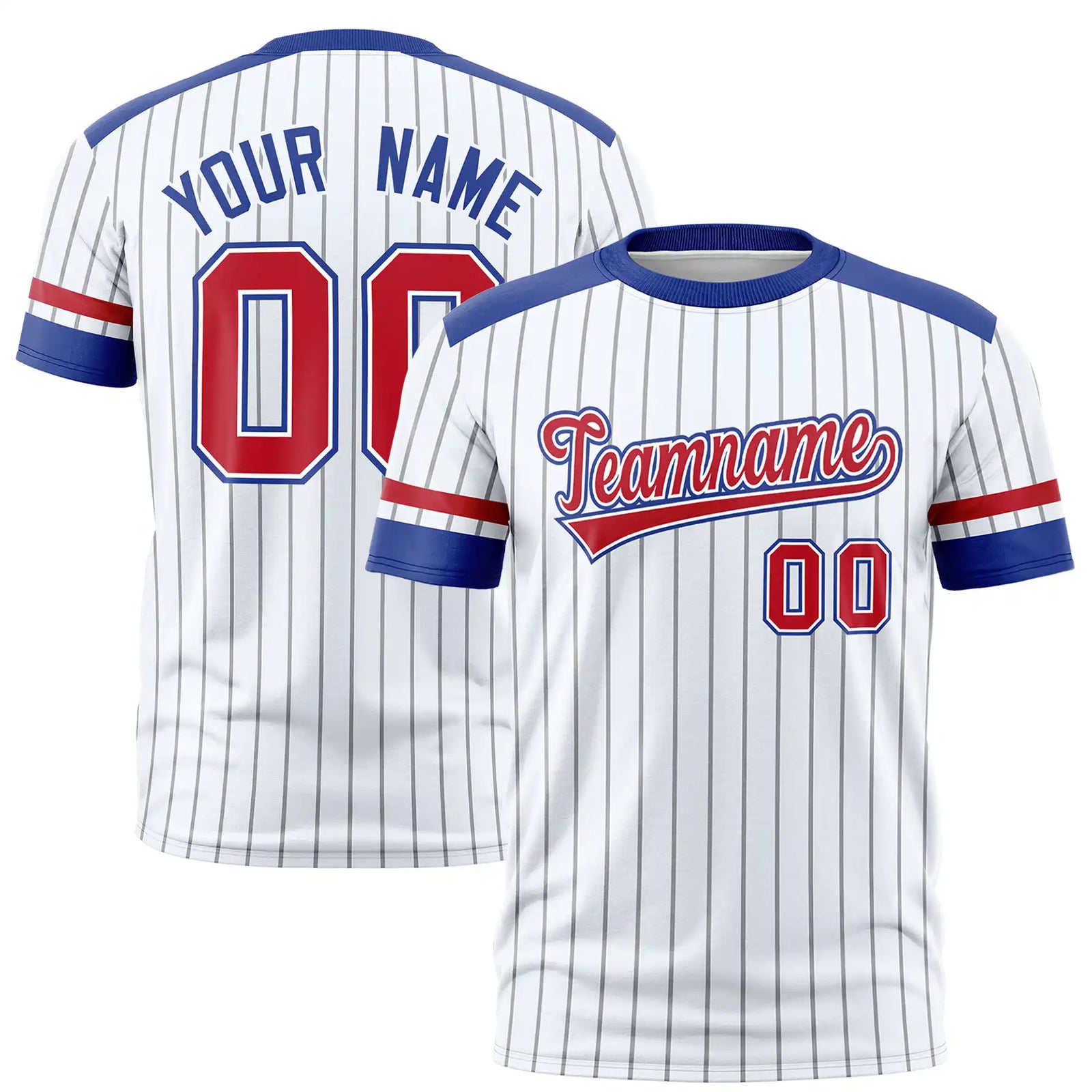 Custom White Black-Red Pinstripe Pattern Design Performance T-Shirt